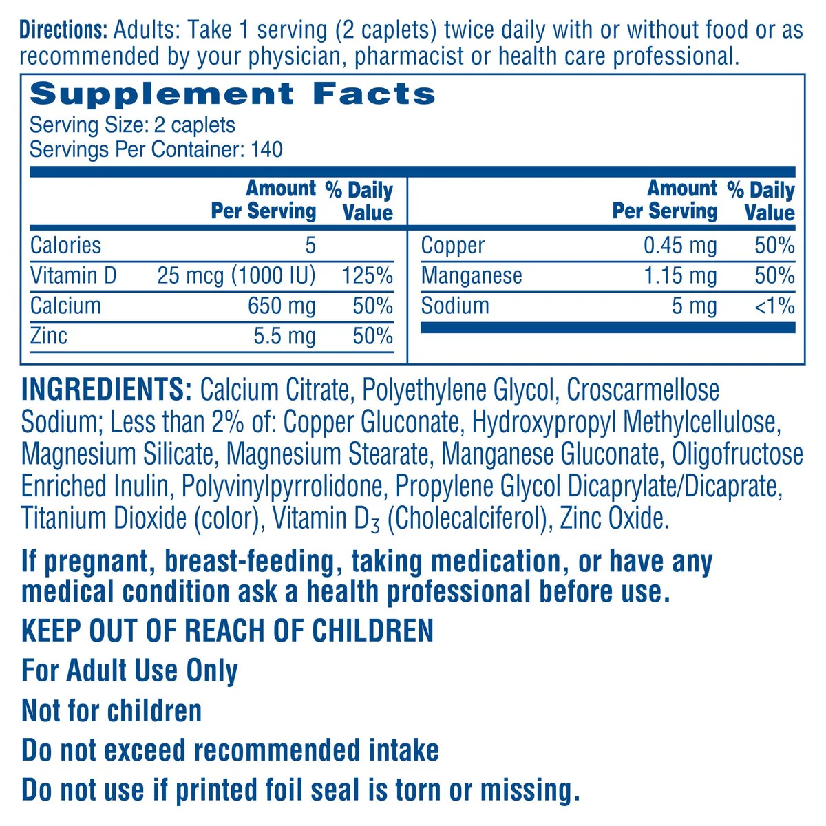 NEW - Citracal Maximum Plus Calcium Citrate + D3, 280 Caplets - Image 2