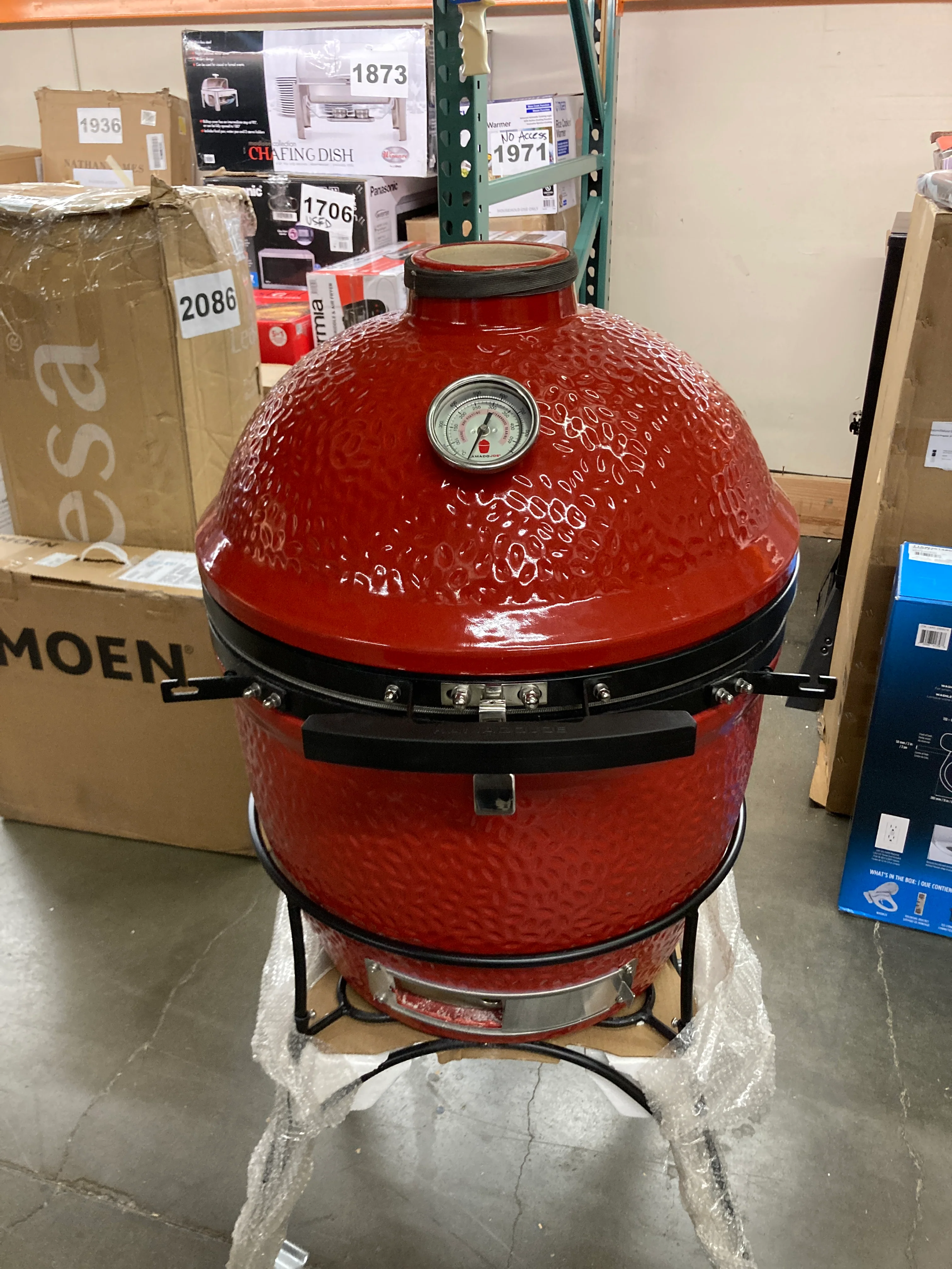 NEW - Kamado Joe KJ23RHC Classic Joe II 18-inch Charcoal Grill with Cart and Side Shelves, Blaze Red - Retail $1299 - Image 2