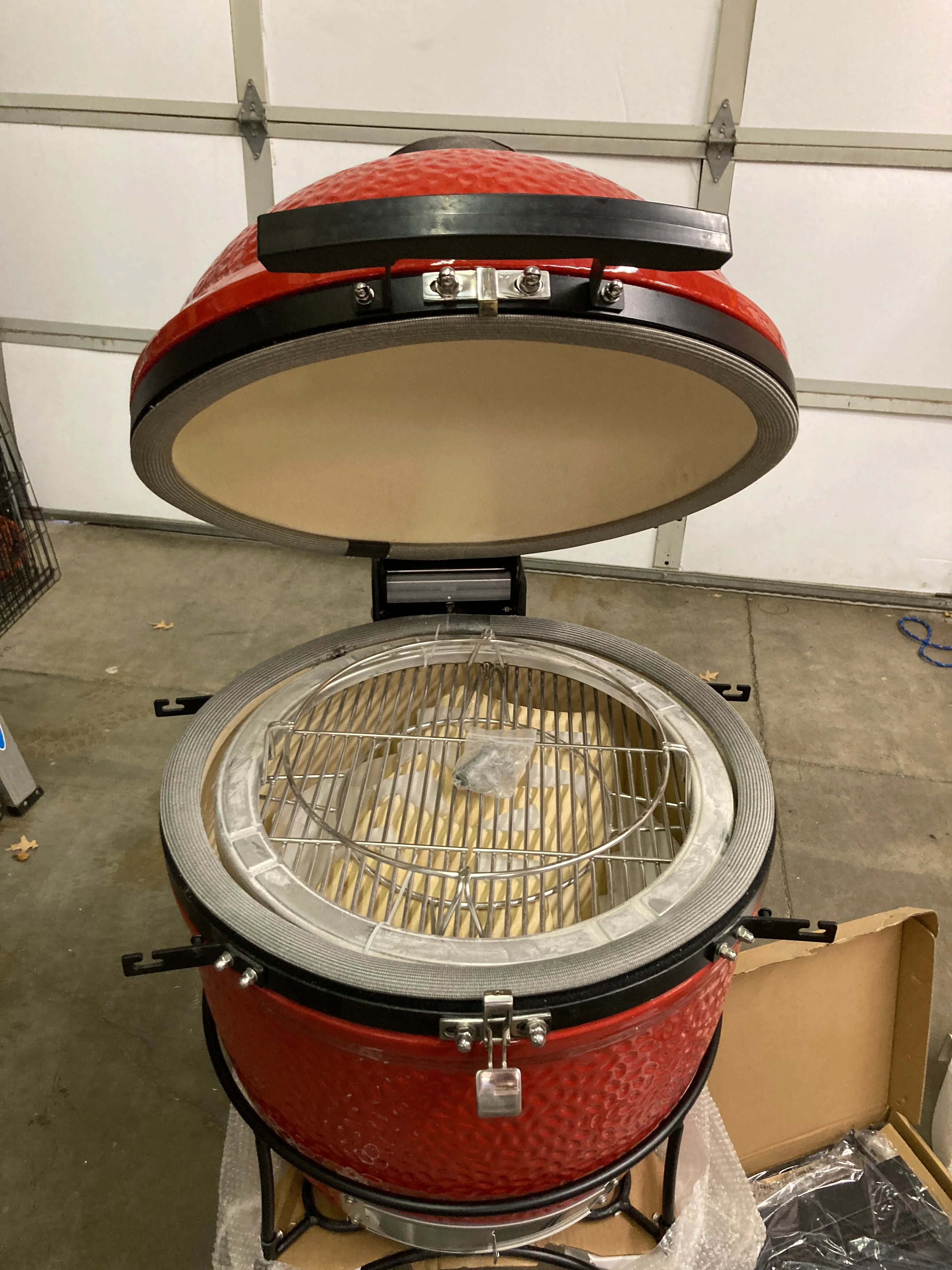NEW - Kamado Joe KJ23RHC Classic Joe II 18-inch Charcoal Grill with Cart and Side Shelves, Blaze Red - Retail $1299 - Image 5