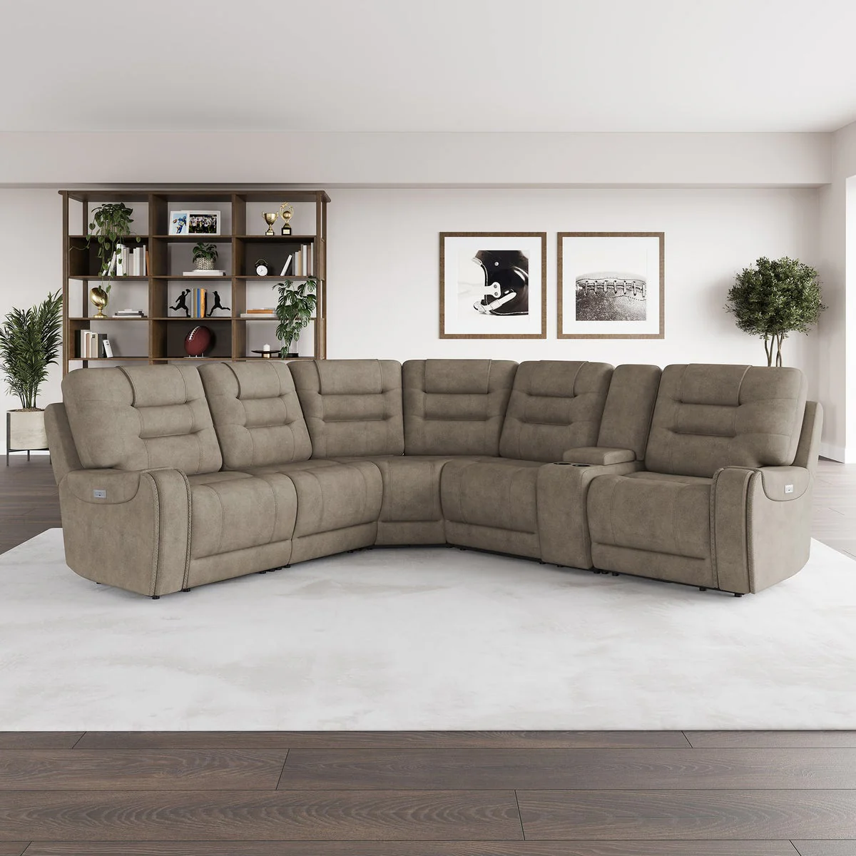 Barcalounger Carmelo Fabric Power Reclining Sectional with Power Headrests
