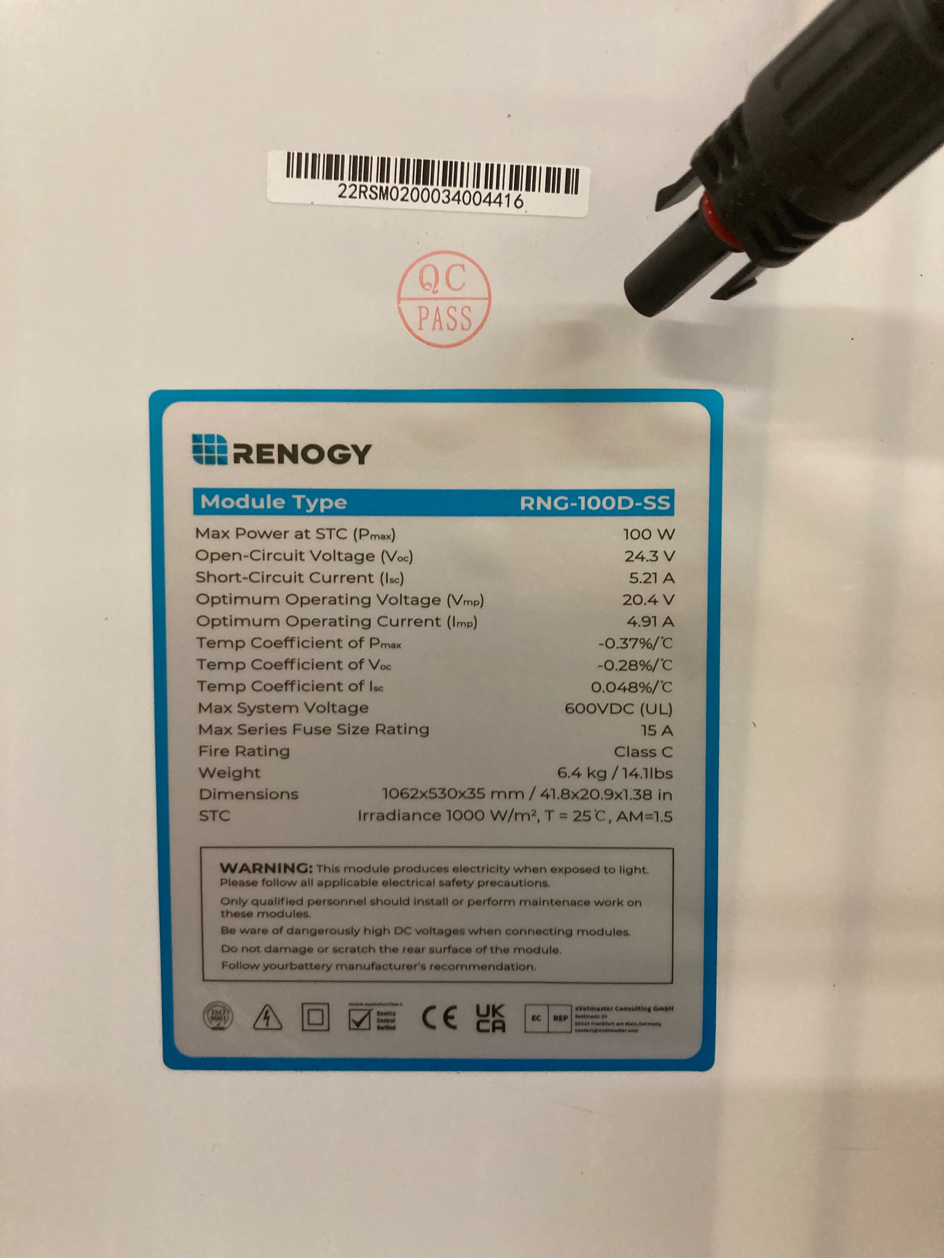 Like NEW - Renogy 400 Watt 12 Volt Premium 4 Pcs 100W Panel+40A MPPT Charge Controller+ Bluetooth Module Fuse+ Mounting Z Brackets+Adaptor Kit +Tray Cables Set, 400W, Grid 12V Solar Power System - Retail $649 - Image 6