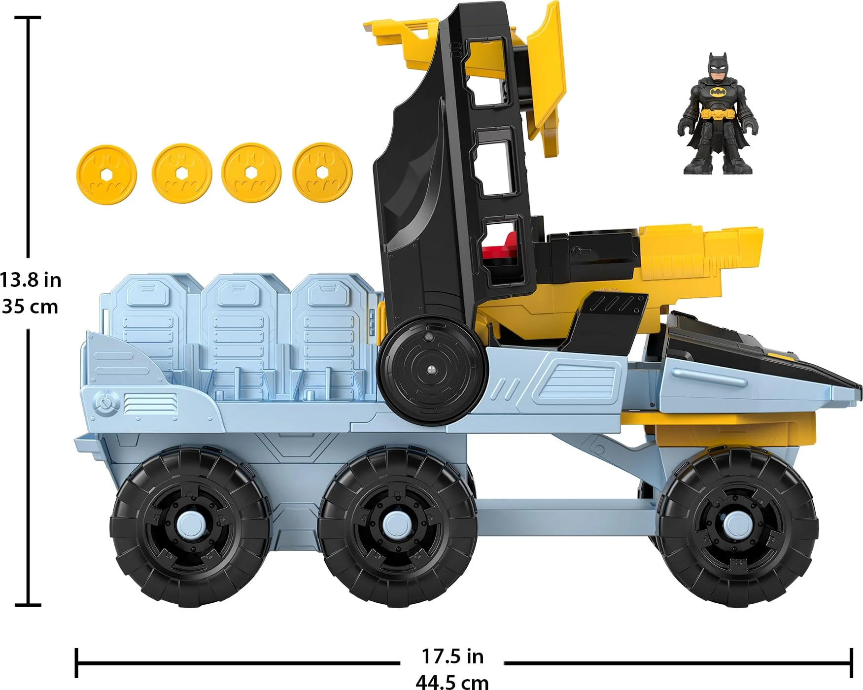 Fisher-Price Imaginext DC Super Friends Batman Toys Transforming Bat-Tank with Lights Sounds Figure & Projectiles for Preschool Kids Ages 3+ Years - Image 2