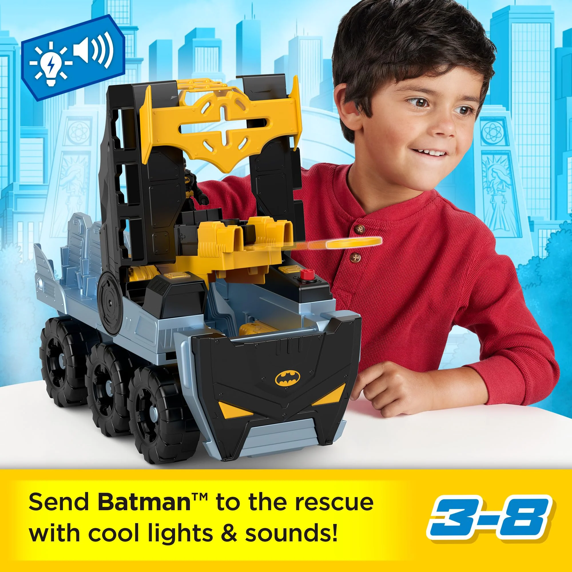 Fisher-Price Imaginext DC Super Friends Batman Toys Transforming Bat-Tank with Lights Sounds Figure & Projectiles for Preschool Kids Ages 3+ Years - Image 3