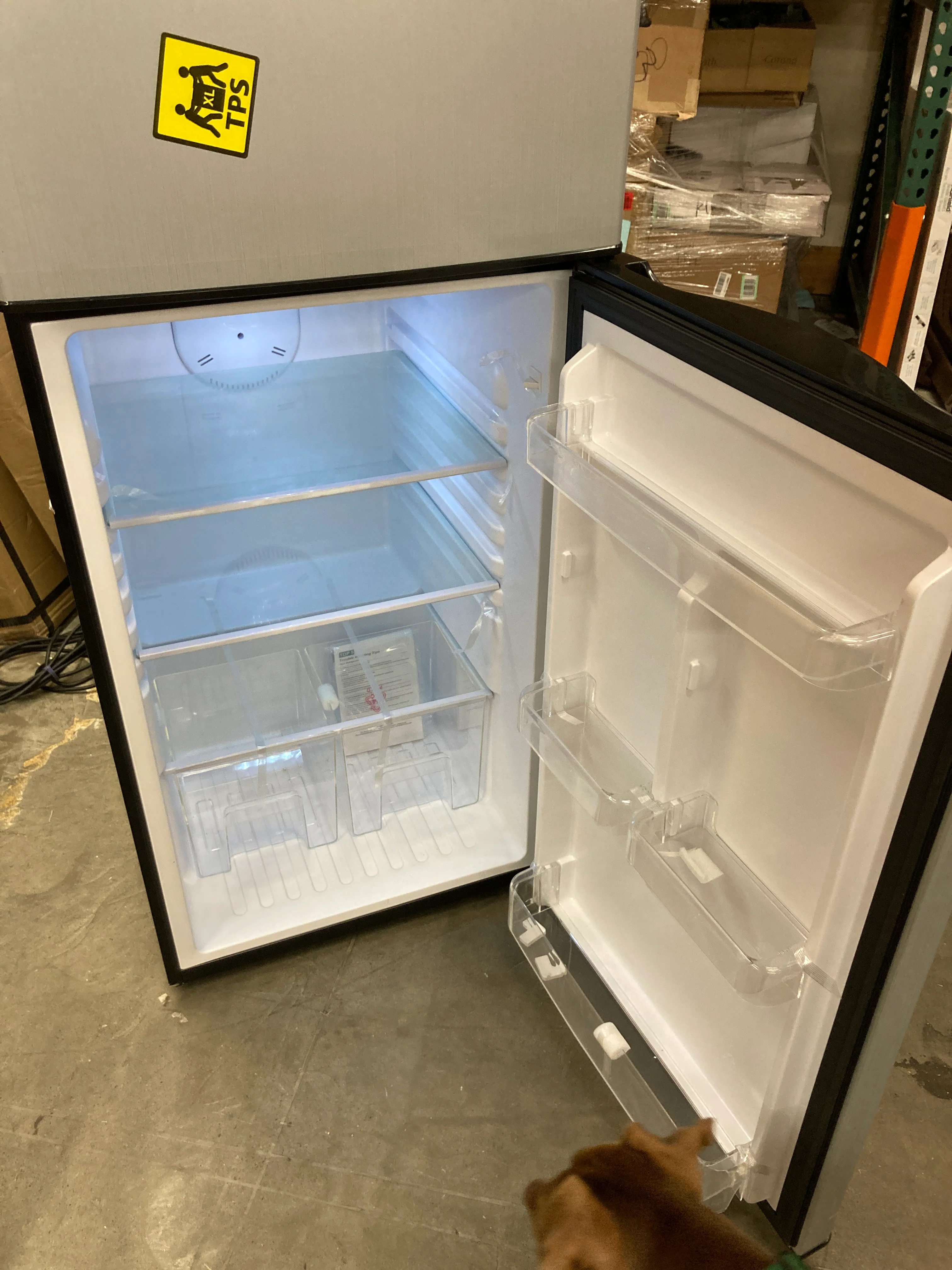 Like NEW - RCA RFR1207 Top Freezer Apartment Size Refrigerator, 12 cu ft, Stainless, Silver - Retail $965 - Image 3