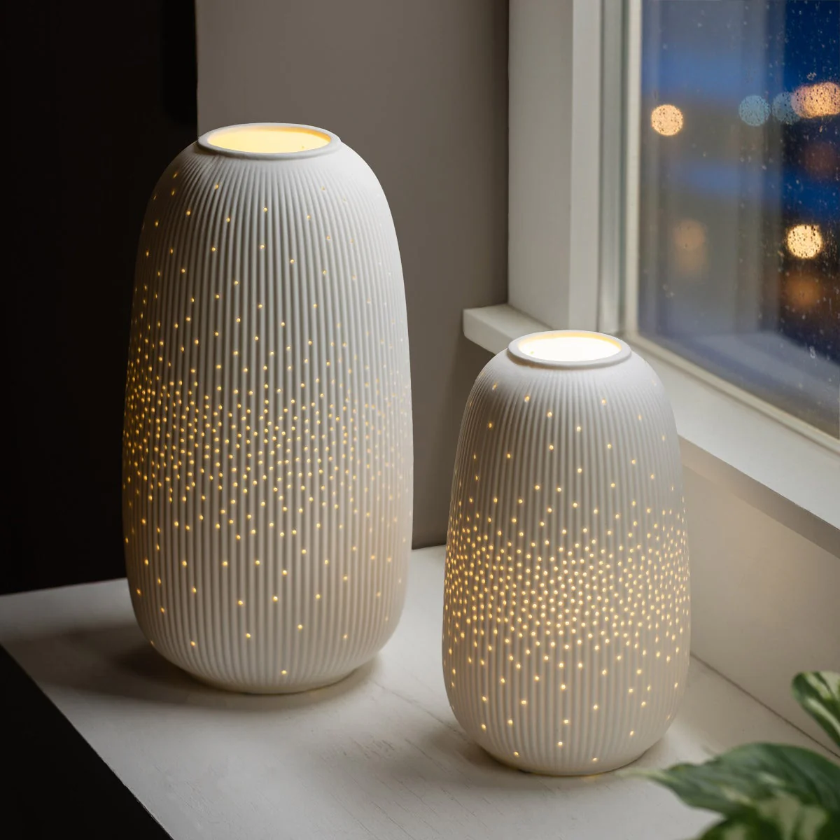 Evergreen LED Porcelain Lantern, Set of 2 - Image 8
