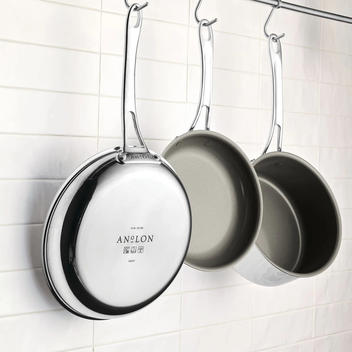 Anolon EverLast Ceramic Nonstick 11-piece Cookware Set, Stainless Steel - Image 3
