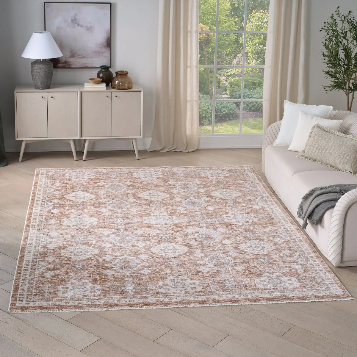 Nourison Hastings Area Rug Collection, Cian Ivory/Rust,  7 ft. 10 in. x 9 ft. 10 in.