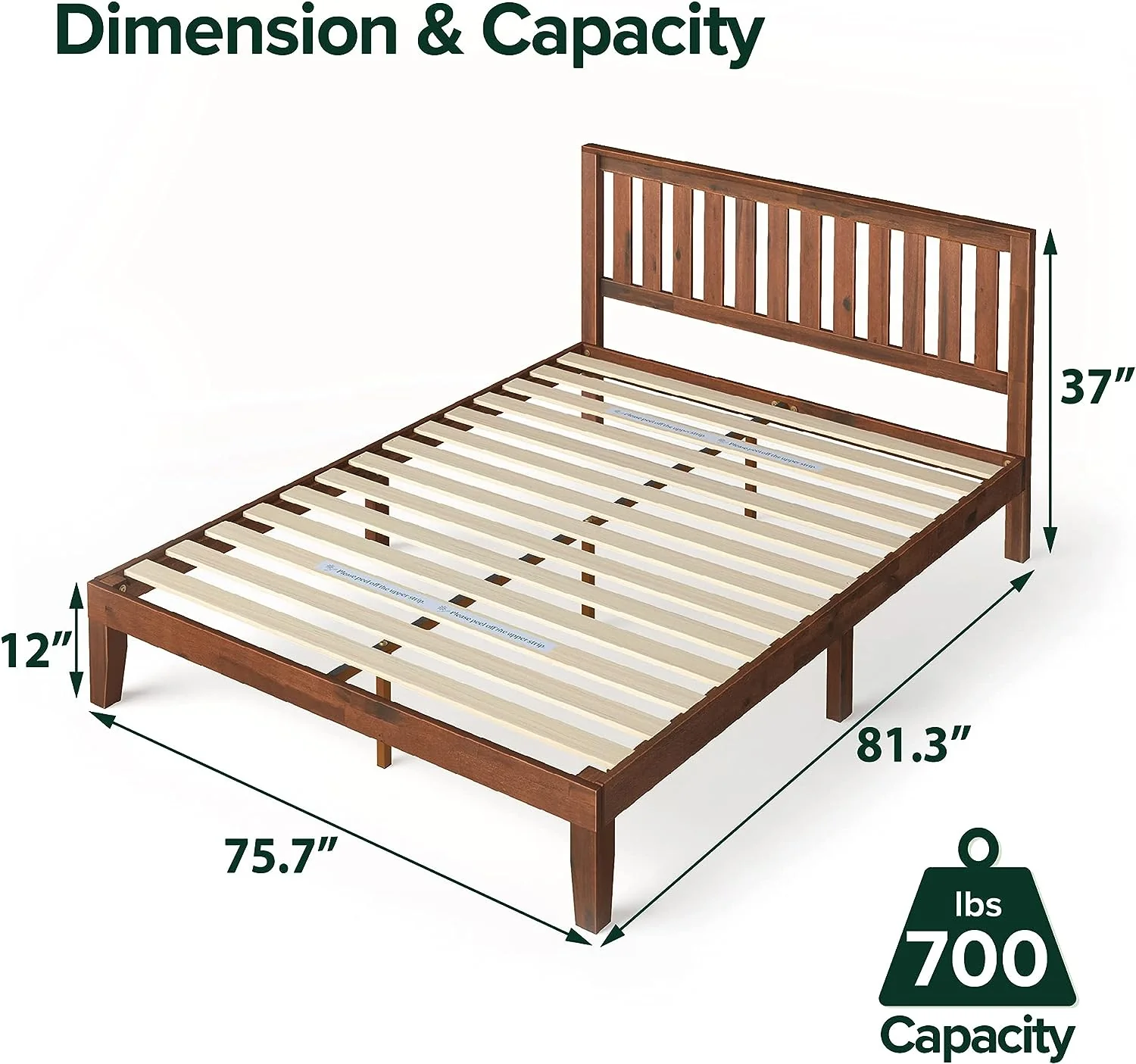 ZINUS Vivek Wood Platform Bed Frame with Headboard / Wood Slat Support / No Box Spring Needed / Easy Assembly, King - Image 2