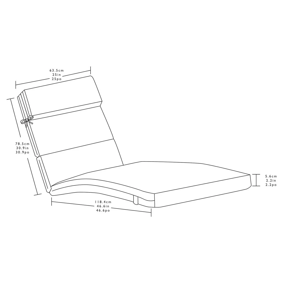 Brentwood Originals Outdoor Chaise Cushion, 2-pack - Image 4