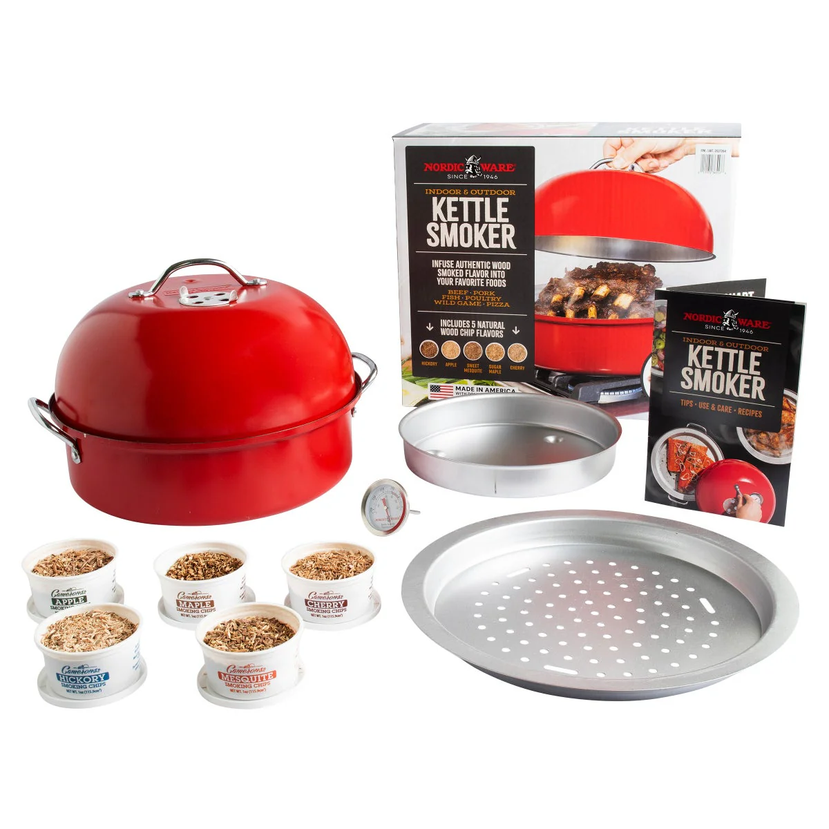Nordic Ware Deluxe Kettle Smoker with 5 Woodchip Varieties - Image 2
