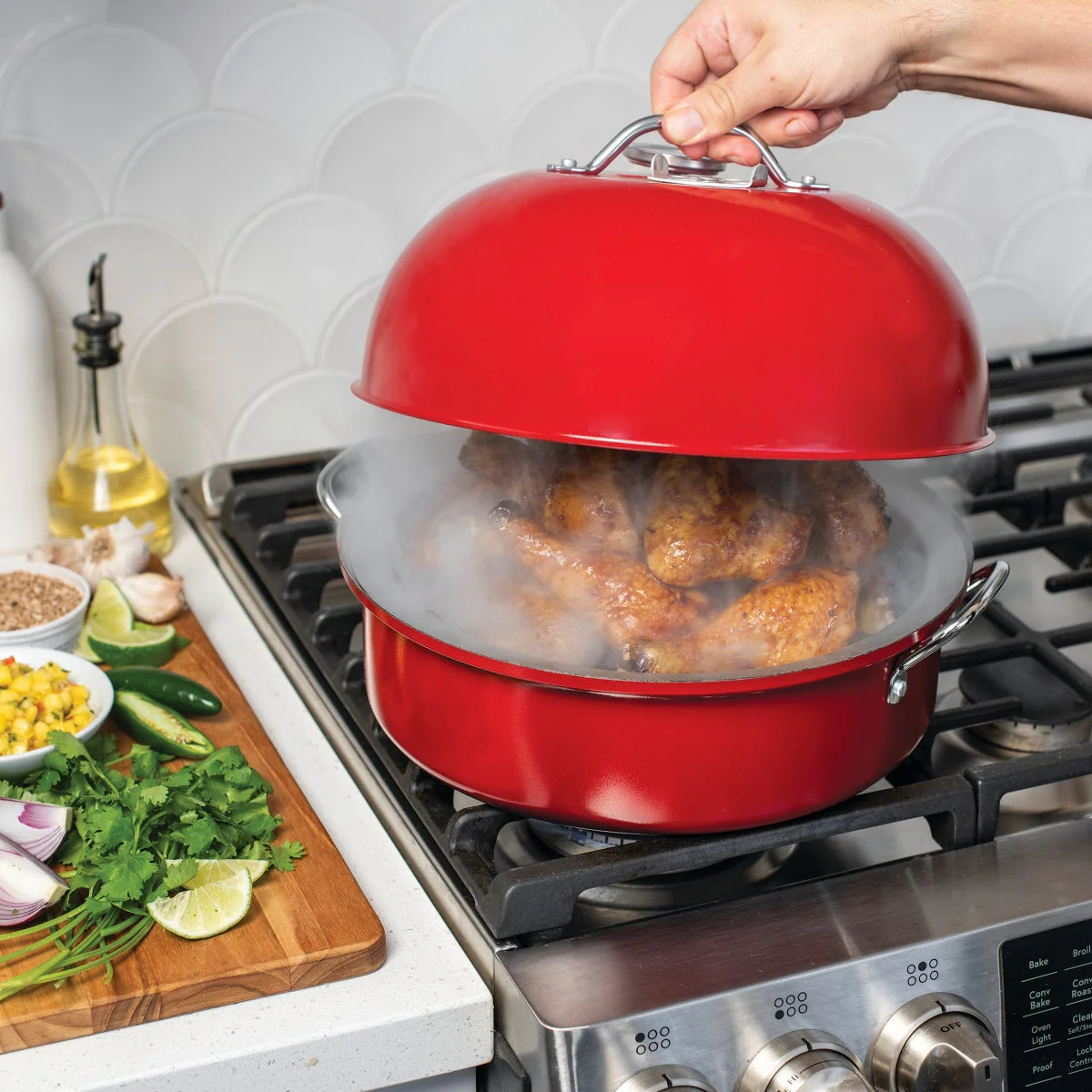 Nordic Ware Deluxe Kettle Smoker with 5 Woodchip Varieties - Image 3