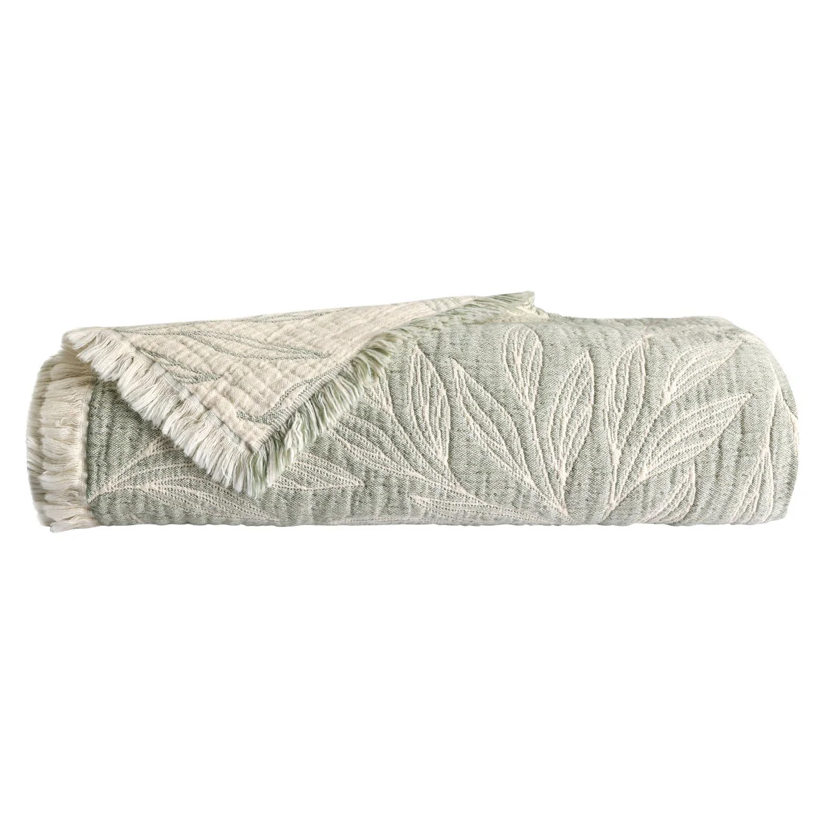 Reversible Cotton Throw, Green - Image 3