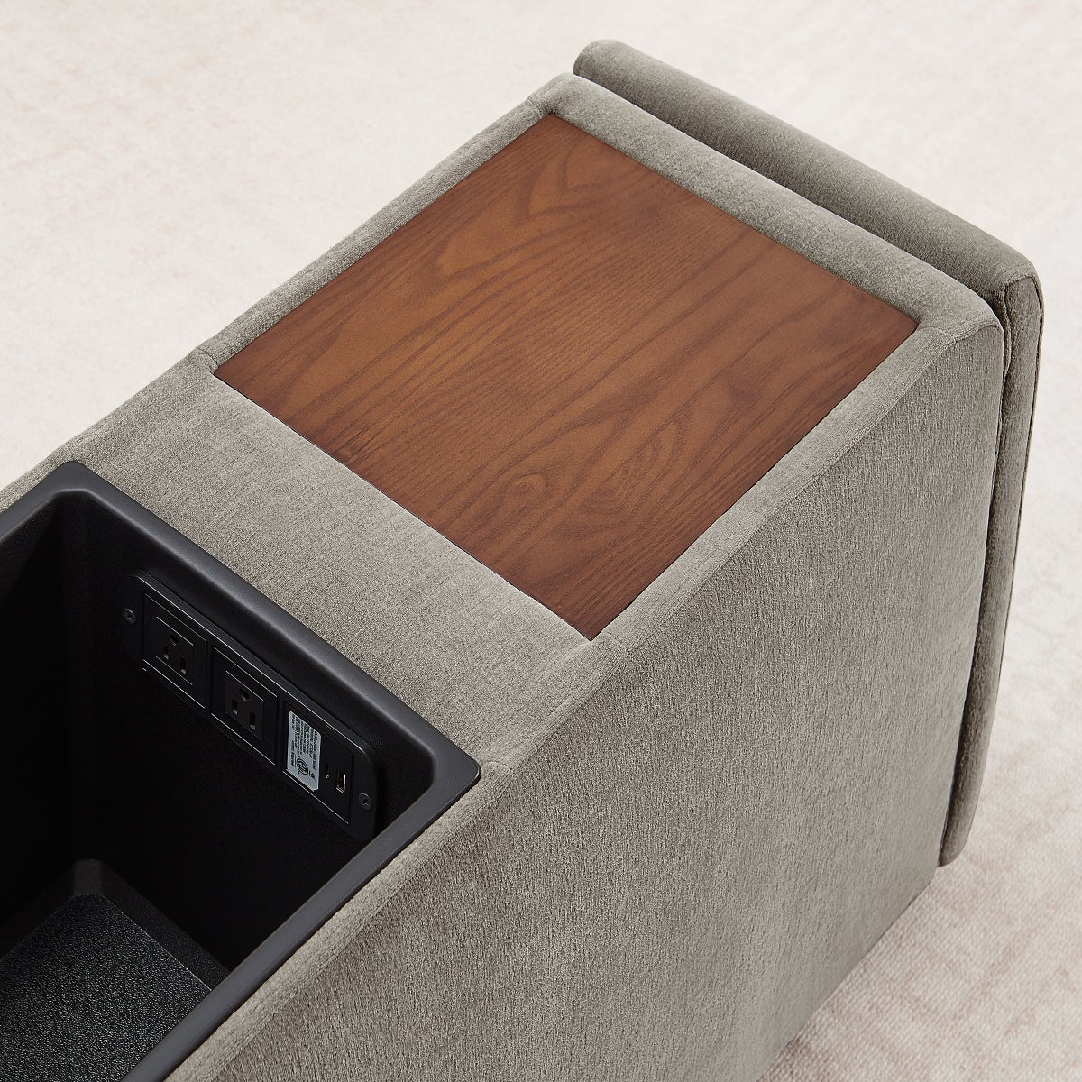 Sereen Storage Console with Wood Tray, Taupe - Image 7