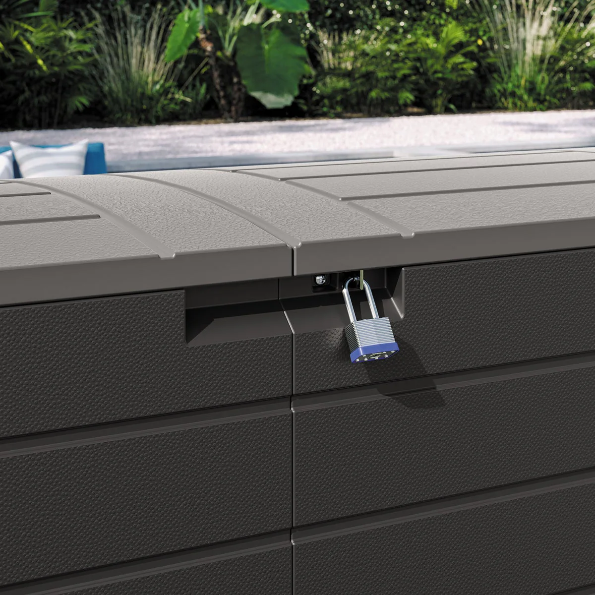Suncast 120 Gallon Split Lid Extra Large Deck Box - Image 6