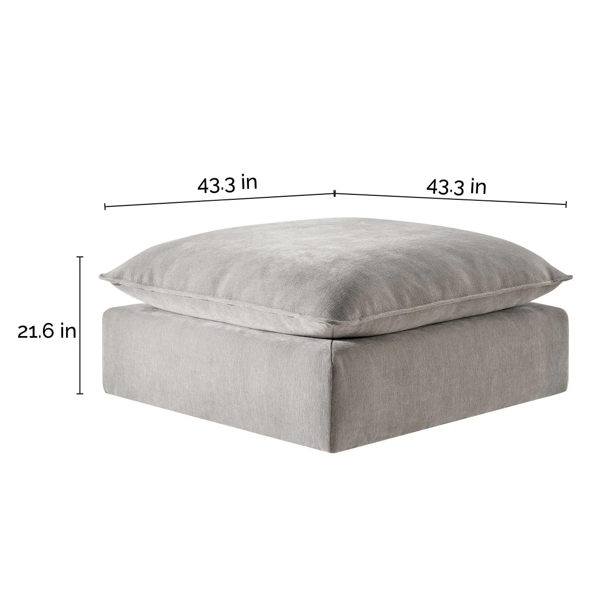 Sereen Fabric Ottoman, Taupe - Image 2