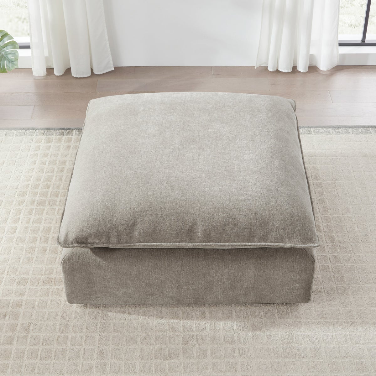 Sereen Fabric Ottoman, Taupe - Image 5
