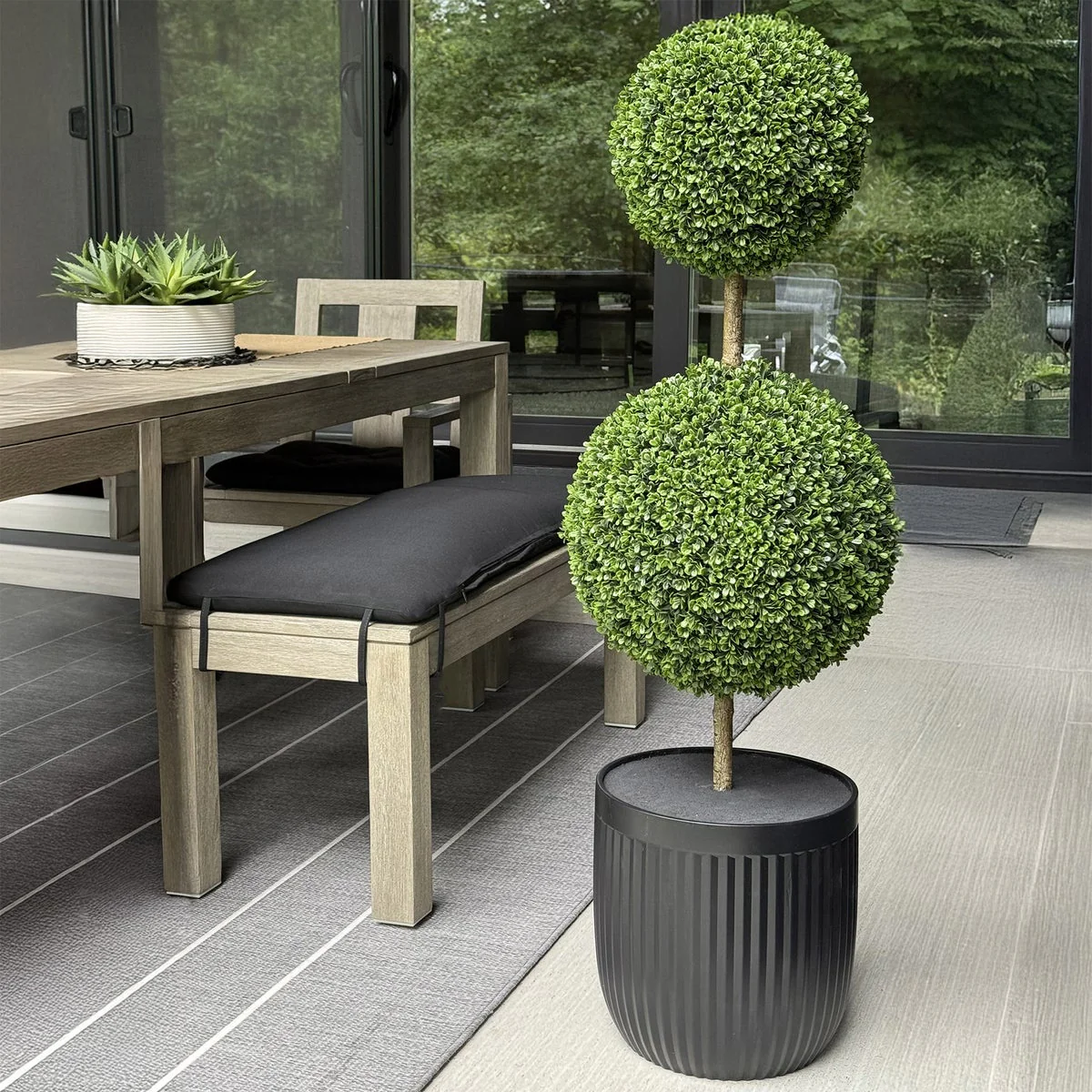 Faux 4' UV Resistant Boxwood Topiary Tree Indoor and Outdoor - Image 5