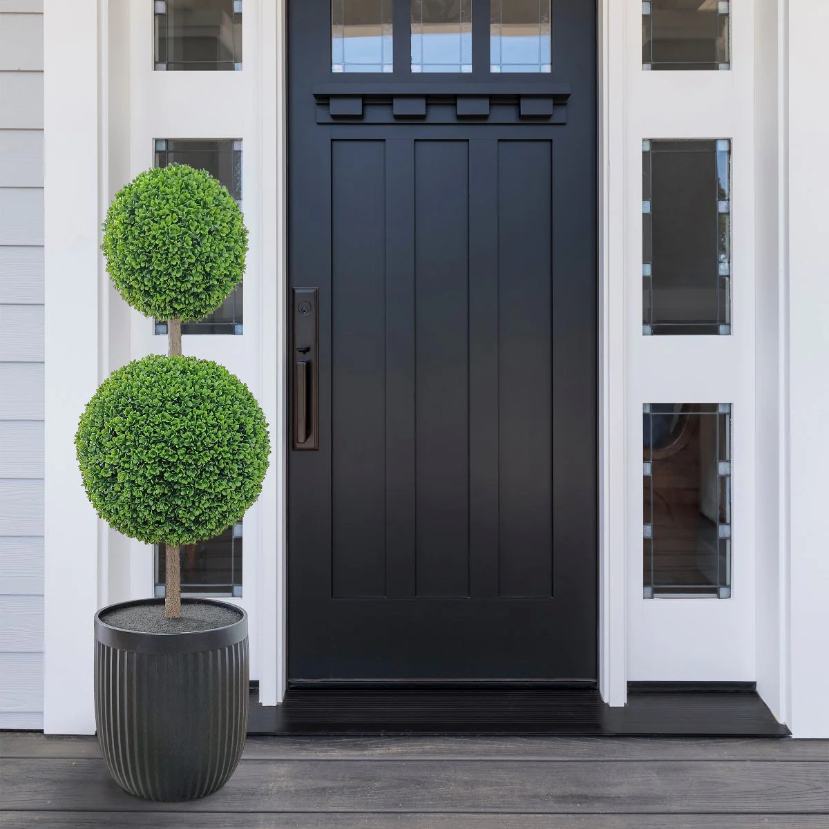 Faux 4' UV Resistant Boxwood Topiary Tree Indoor and Outdoor - Image 6