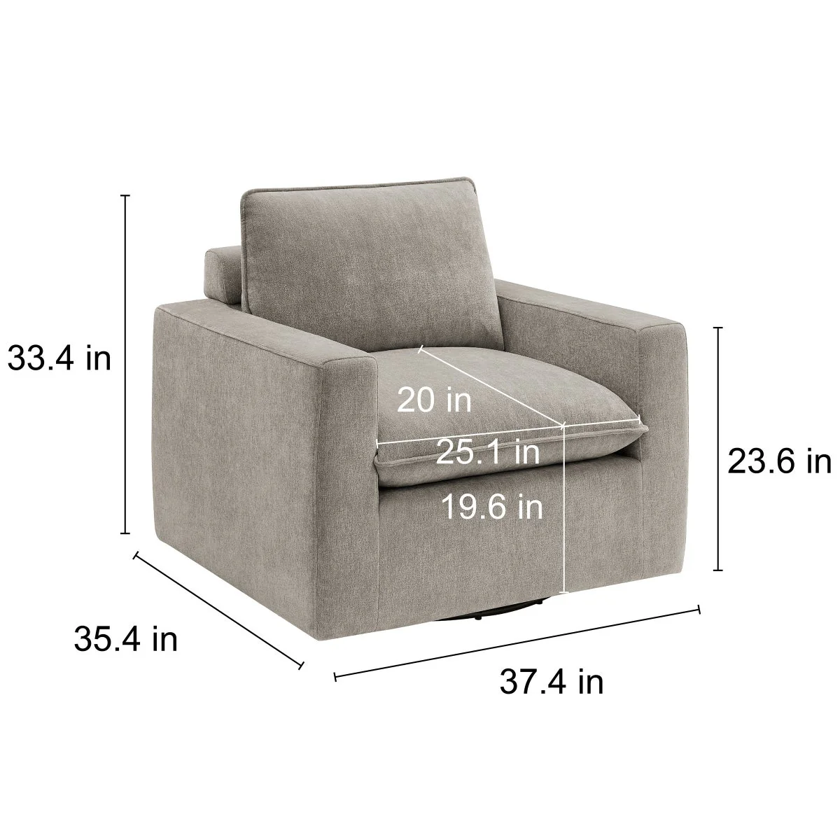 Sereen Fabric Swivel Accent Chair, Taupe - Image 2