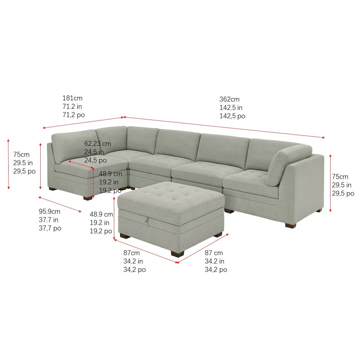 Thomasville Tisdale Modular Sectional 6-piece Boucle with Storage Ottoman - Image 2