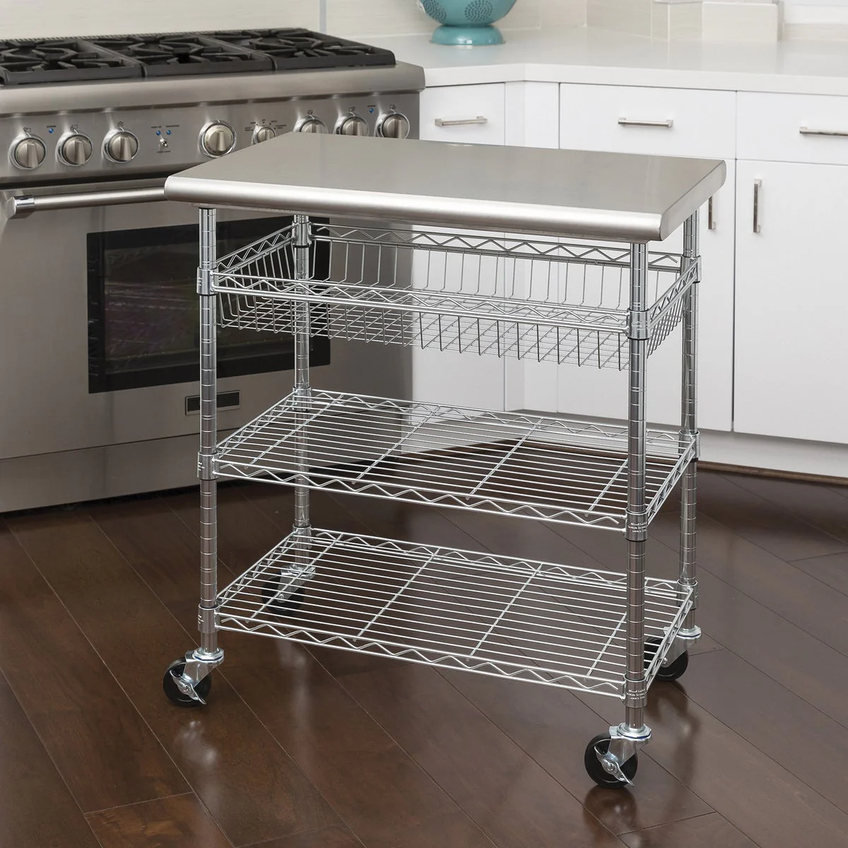 NEW - Seville Classics Stainless Steel Kitchen Cart - Image 2