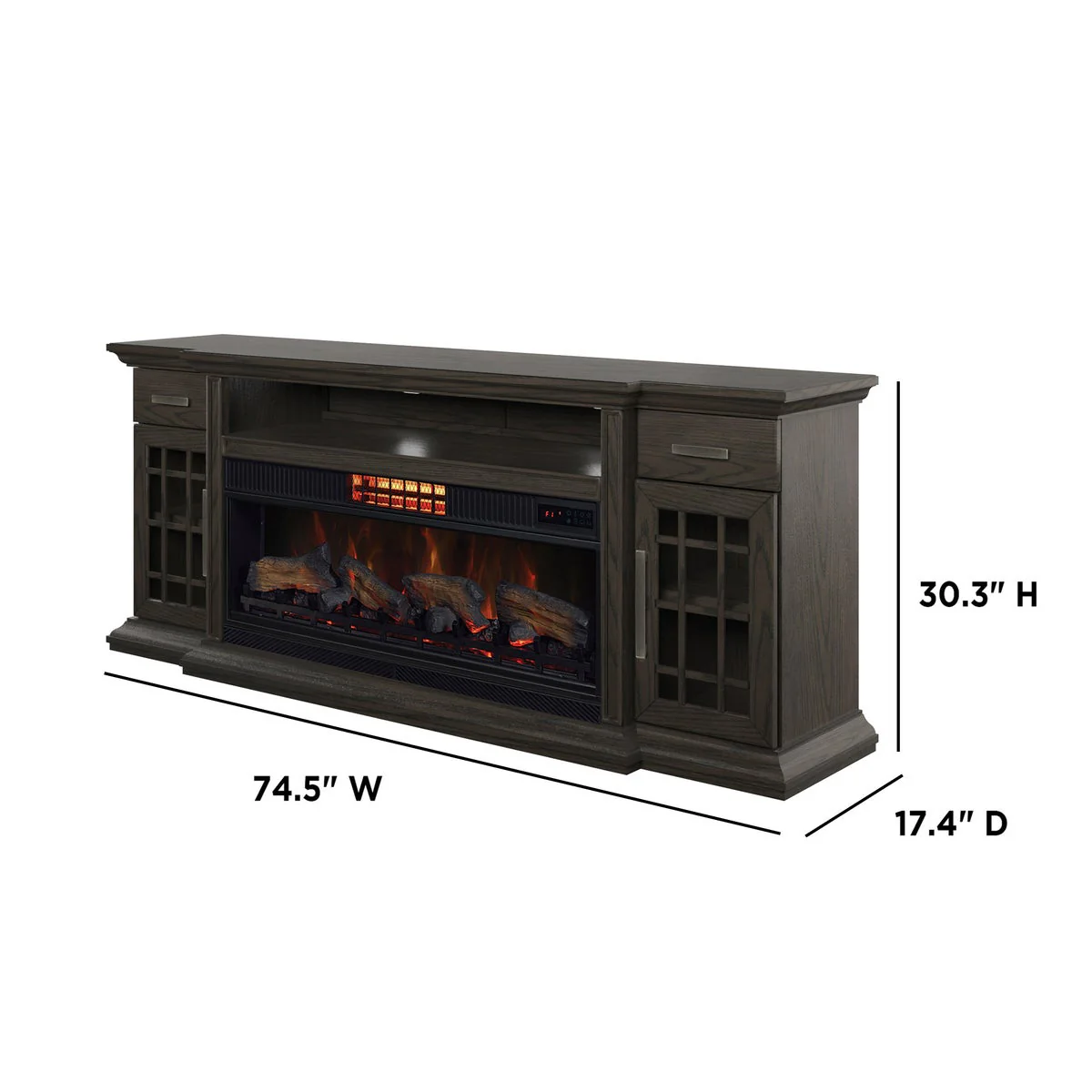 DMG - Tresanti Everett TV Console with ClassicFlame CoolGlow 2-in-1 Electric Fireplace and Fan, Brown - Image 5