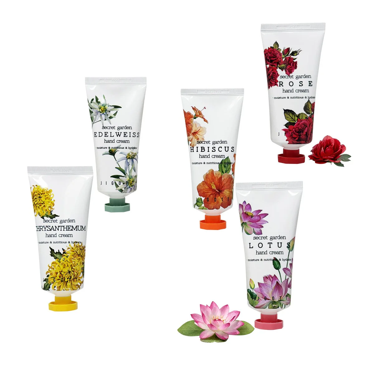 Jigott Secret Garden Hand Cream, 1.69 fl oz, 5-pack - Image 3