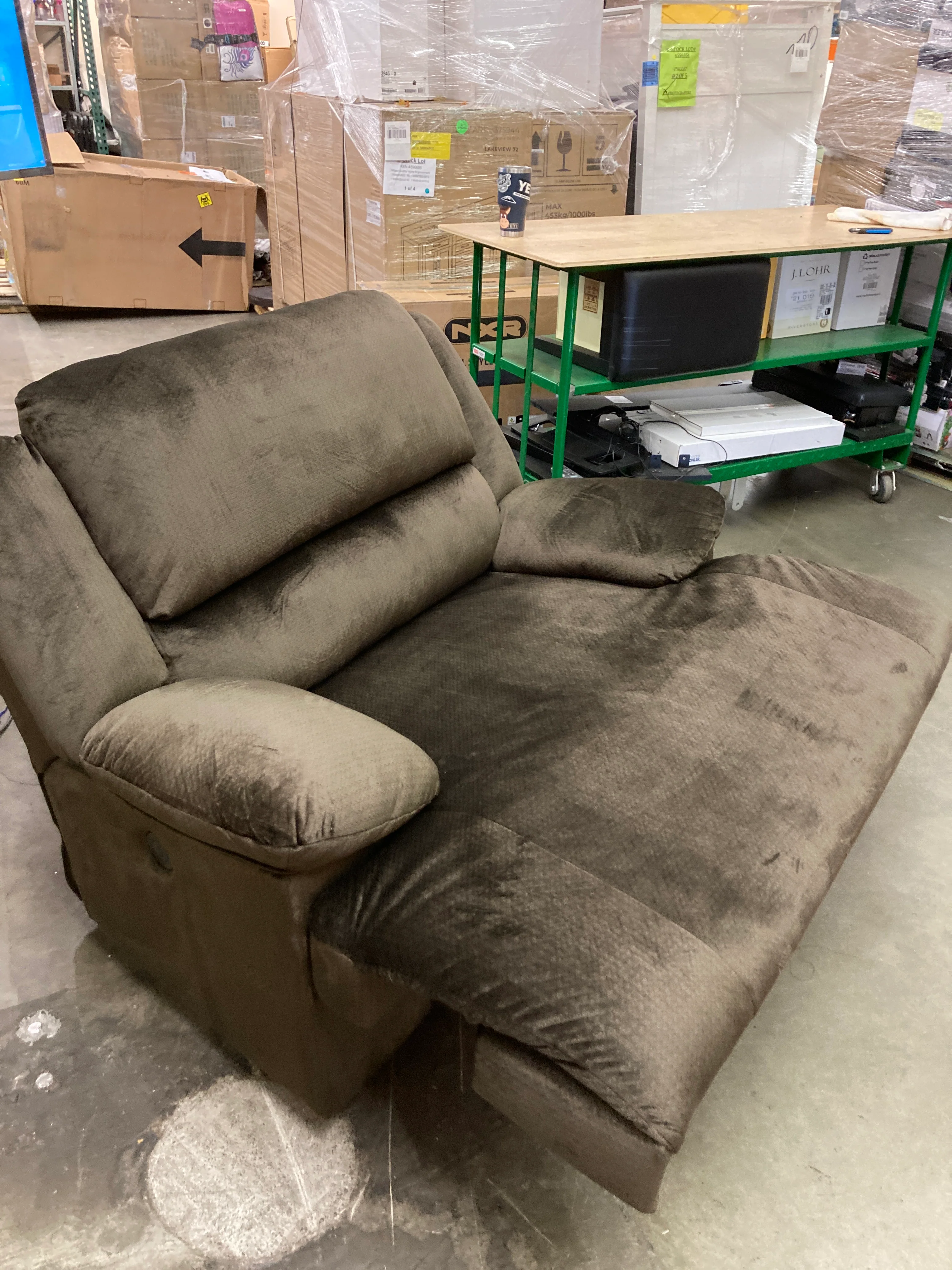 Like NEW - Signature Design by Ashley Clonmel Microfiber Power Zero Wall Wide Seat Adjustable Recliner, Brown - Retail $889 - Image 3