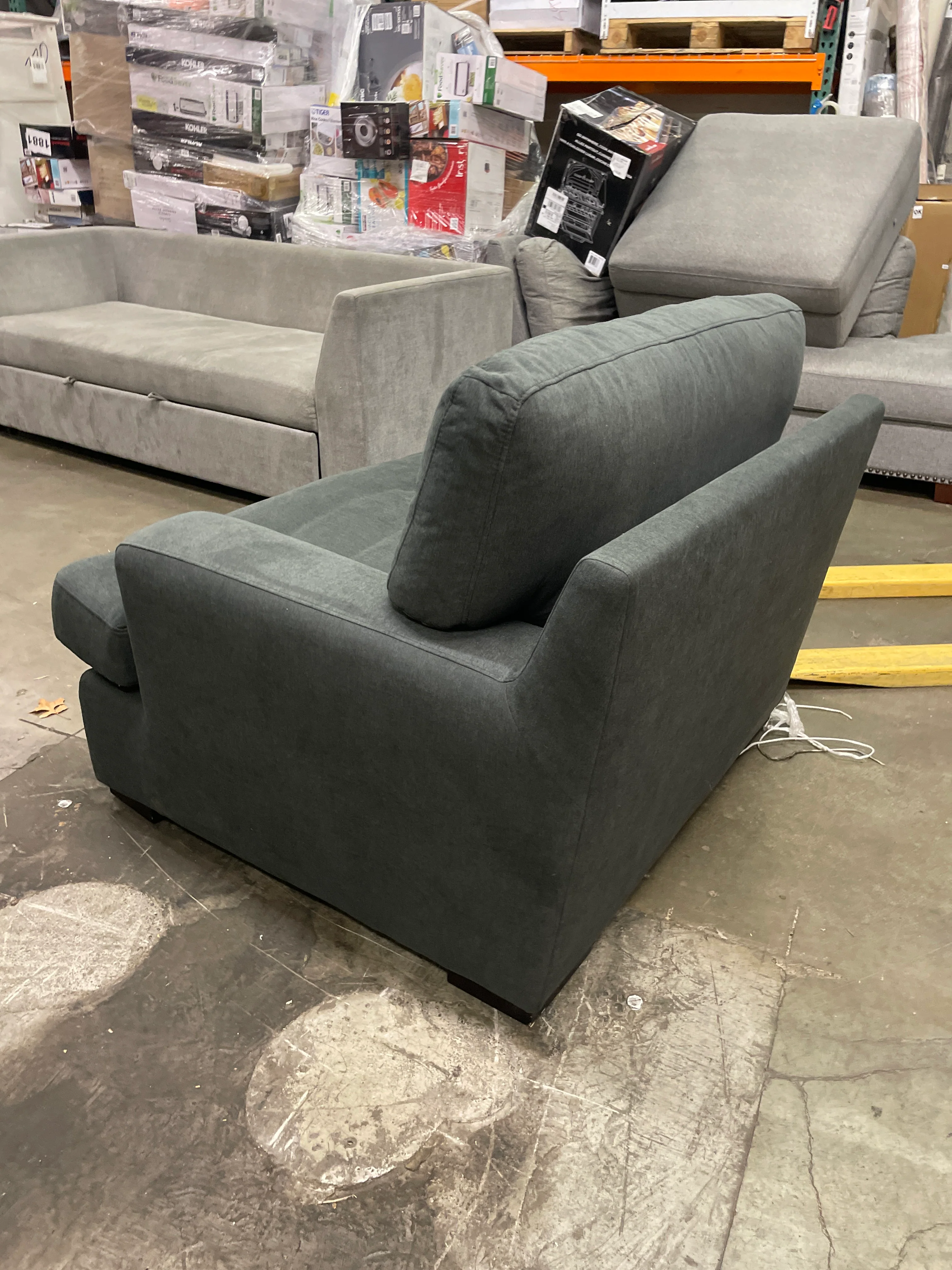 Like NEW - Stone & Beam Lauren Down-Filled Oversized Living Room Accent Armchair, 46"W Chair, Pepper - Retail $678 - Image 4