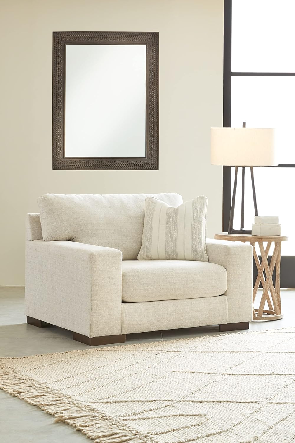 Like NEW - Signature Design by Ashley Maggie Contemporary Upholstered Chair and a Half, Beige - Retail $596 - Image 4