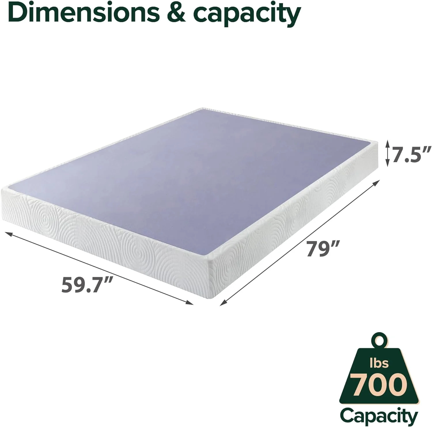 NEW - ZINUS Metal Box Spring with Wood Slats, 7.5 Inch Mattress Foundation, Sturdy Steel Structure, Easy Assembly, Queen - Retail $159 - Image 2