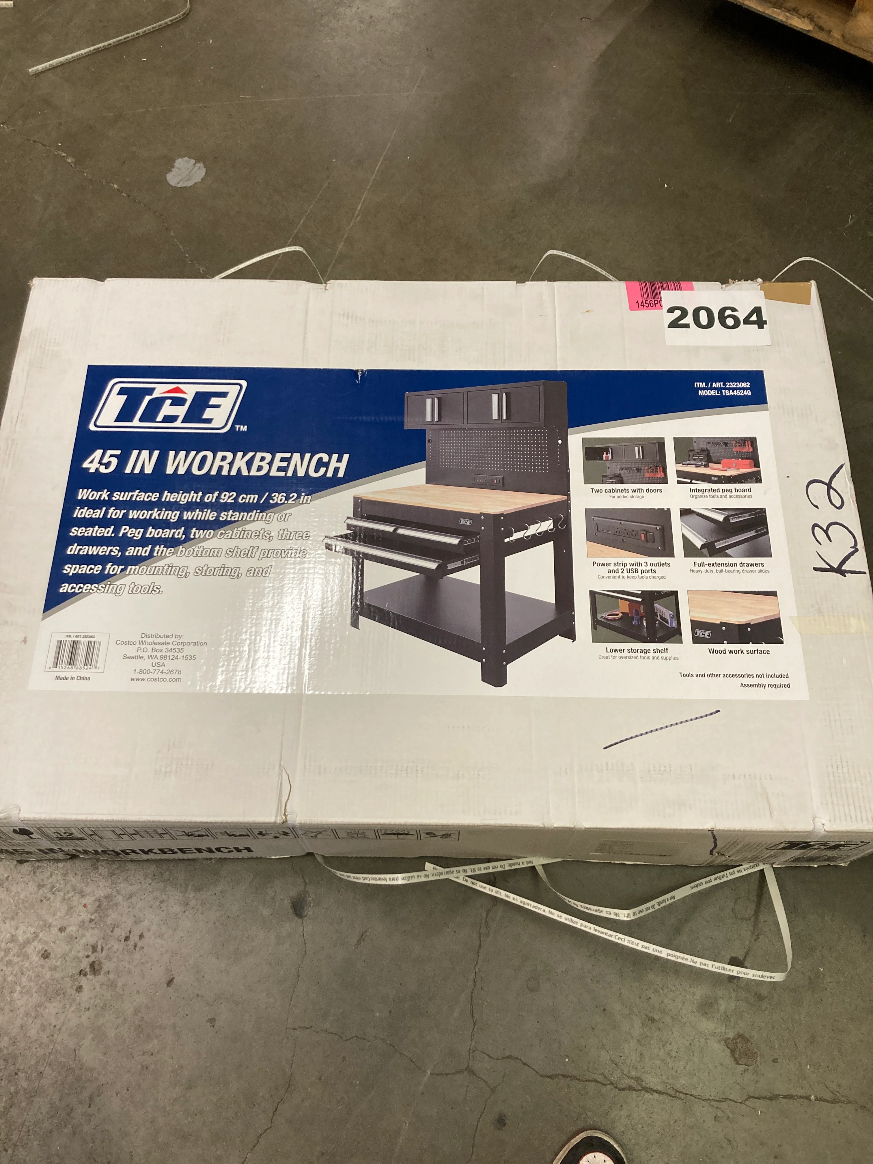 Like NEW in Box - Costco - Torin 45" 3-Drawer Workbench with Hanging Cabinet - Retail $449 - Image 2