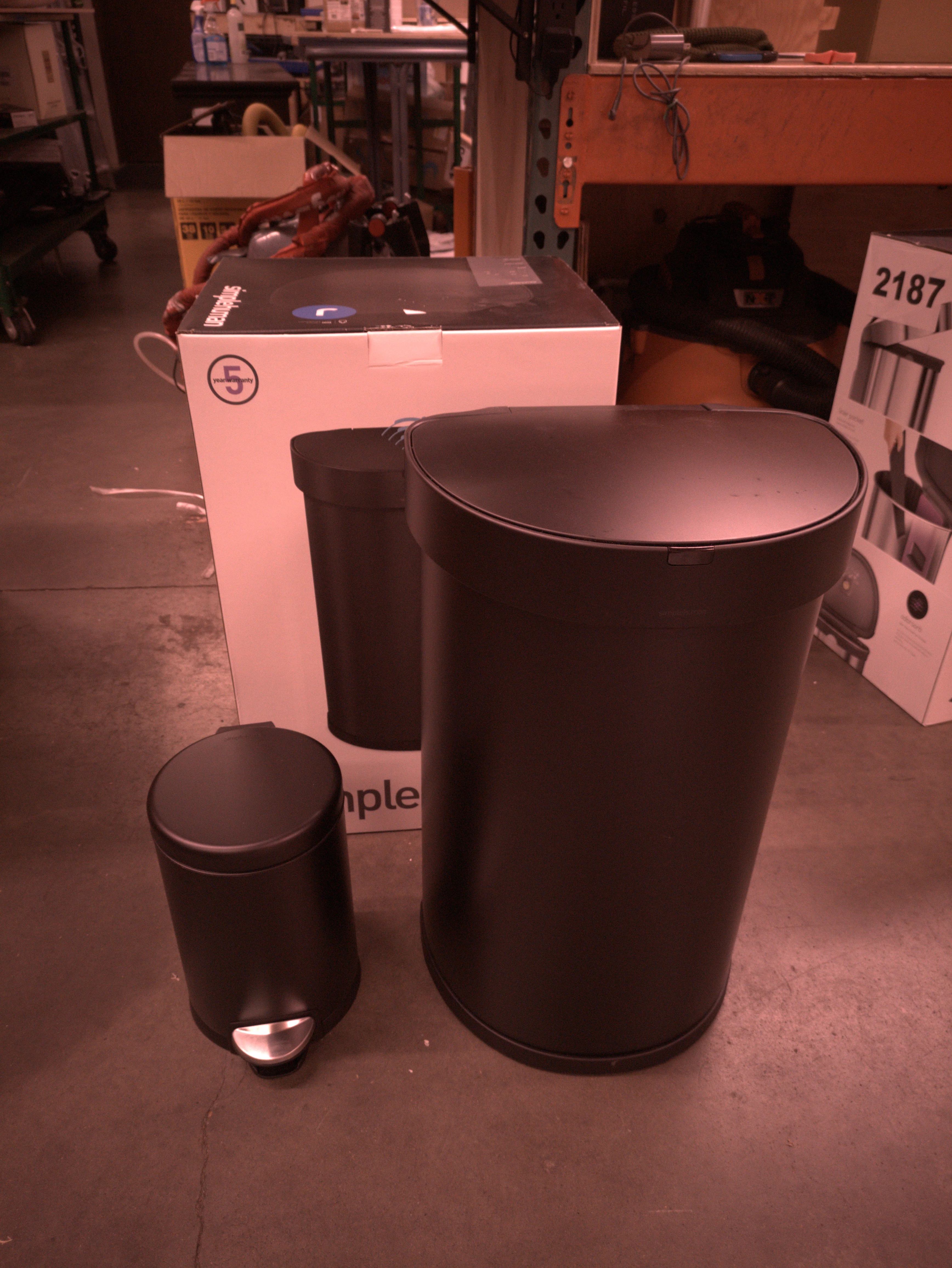 simplehuman 45L Semi Round Sensor Can and 4.5L Step Can with Odorsorb - Retail $149 - Image 2