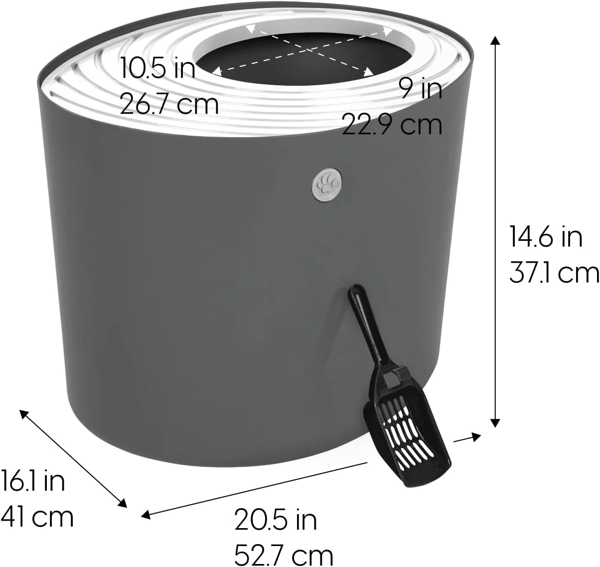 NEW - IRIS Top Entry Cat Litter Box, Large, Dark Gray/White - Retail $34 - Image 2