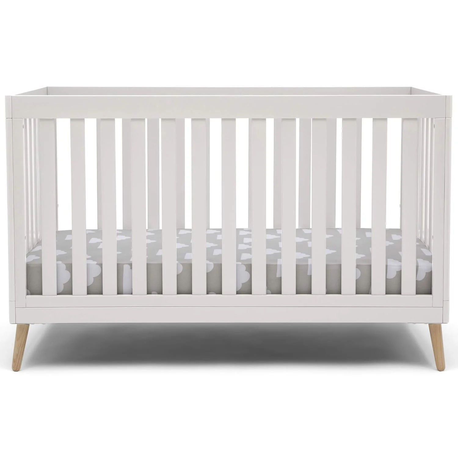 NEW in BOX - Delta Children Essex 4-in-1 Convertible Baby Crib, Bianca White with Natural Legs - Retail $174