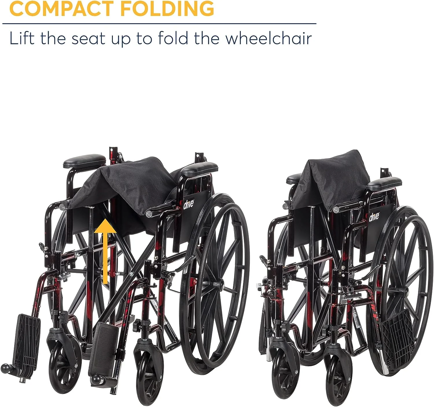 NEW - Drive Medical RTLREB18DDA-SF Rebel Lightweight Wheelchair with Swing-Away Footrest, Red - Retail $155 - Image 5