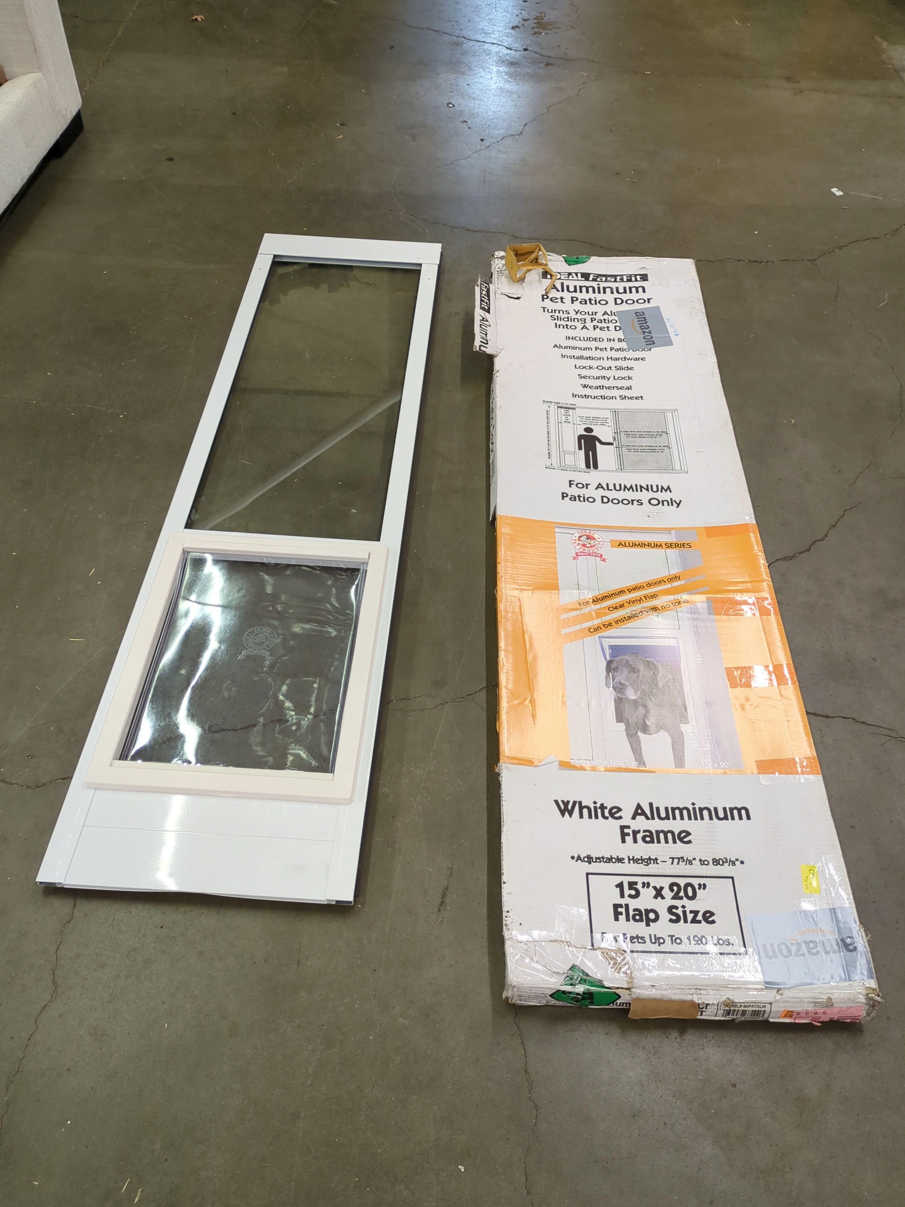 Ideal Pet Products Aluminum Pet Patio Door, Adjustable Height 77-5/8" To 80-3/8", 5" x 7" Flap Size, White - Image 4