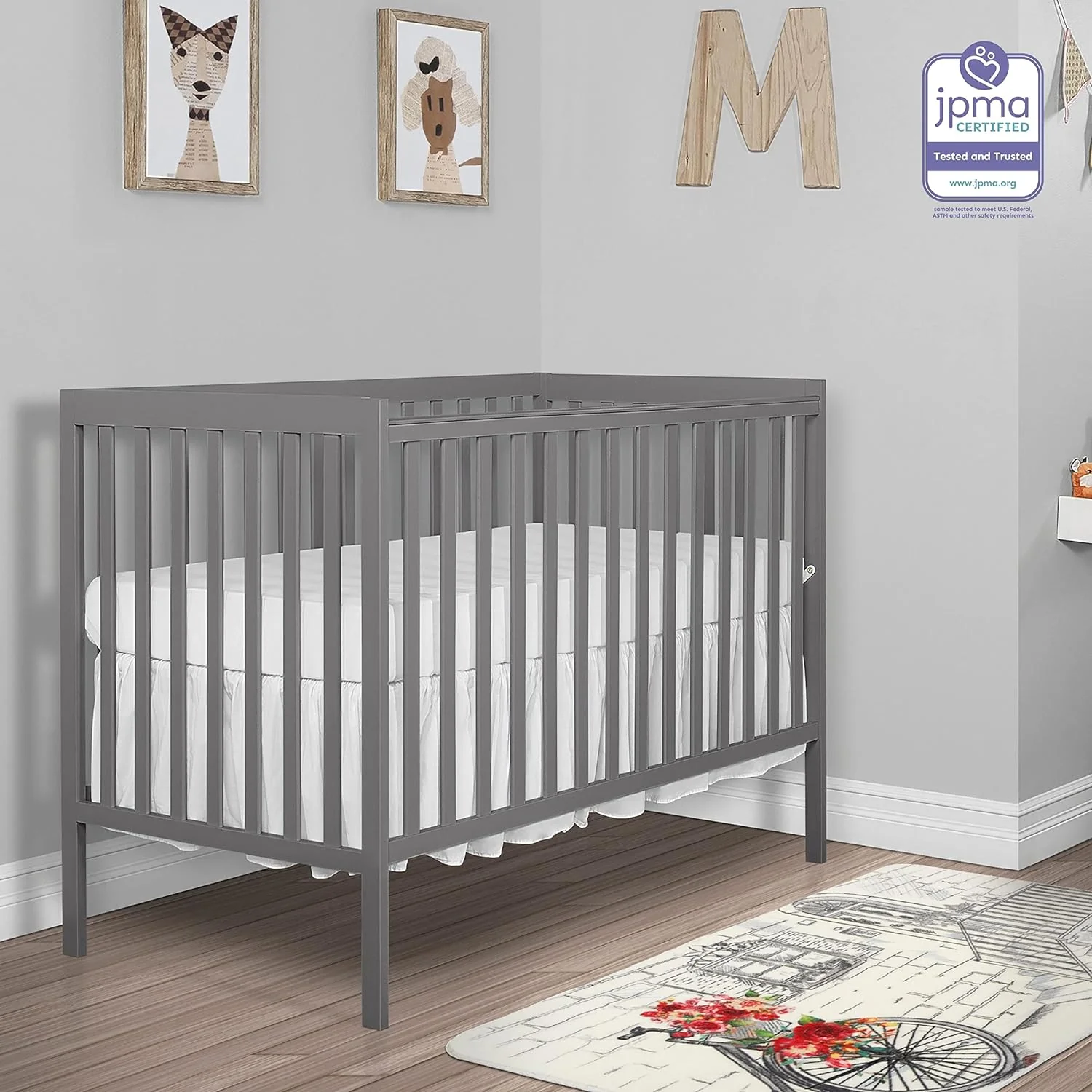 NEW w/ scuff - Dream On Me Synergy 5-in-1 Convertible Crib in Steel Grey, Greenguard Gold Certified - Retail $180 - Image 6
