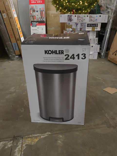 Like NEW - Costco - Kohler 45L Stainless Steel Step Trash Can - Retail $89 - Image 3