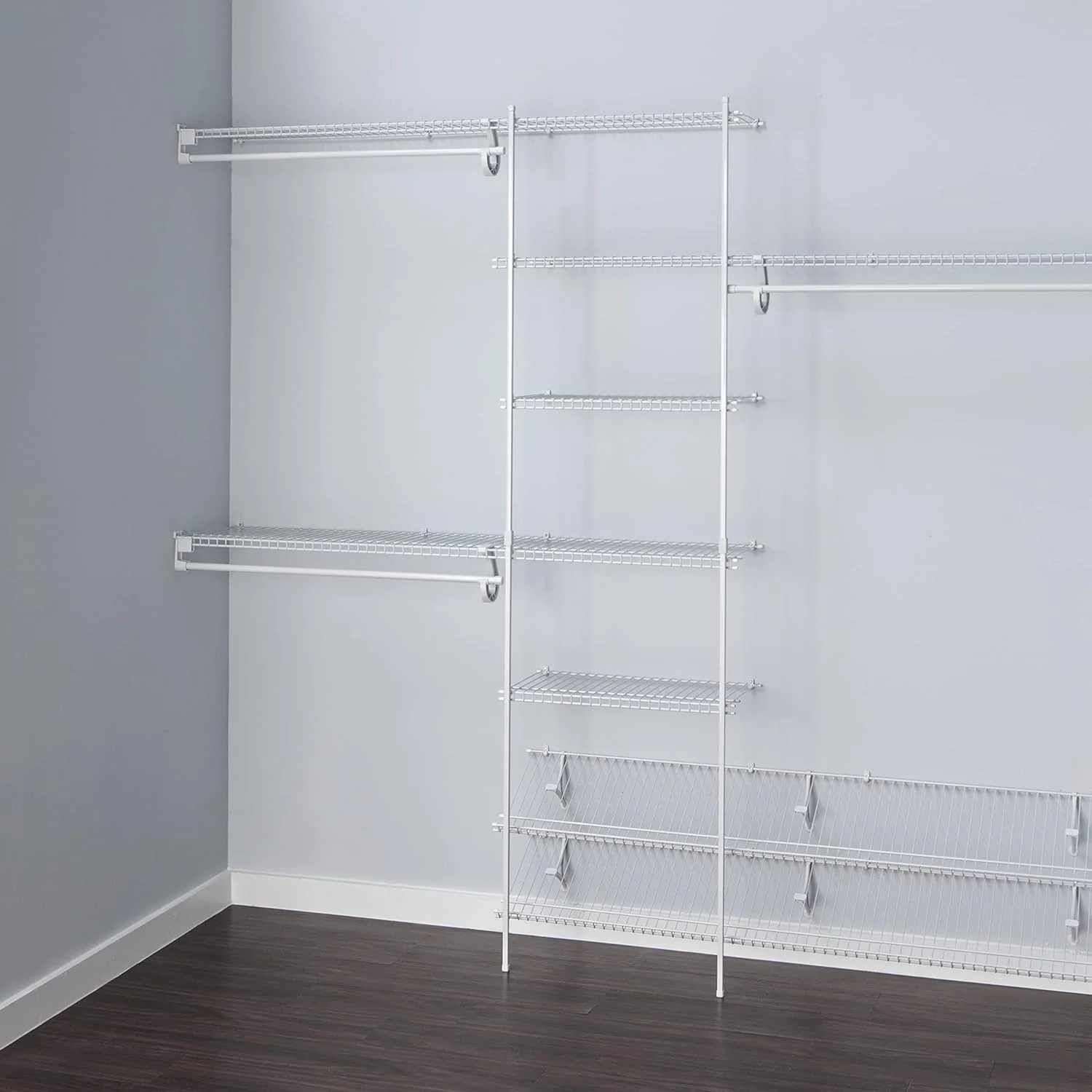 ClosetMaid - SuperSlide 5'-8', 12.9" x 96" x 86.3" Wire Steel Closet System Kit - Retail $129 - Image 5