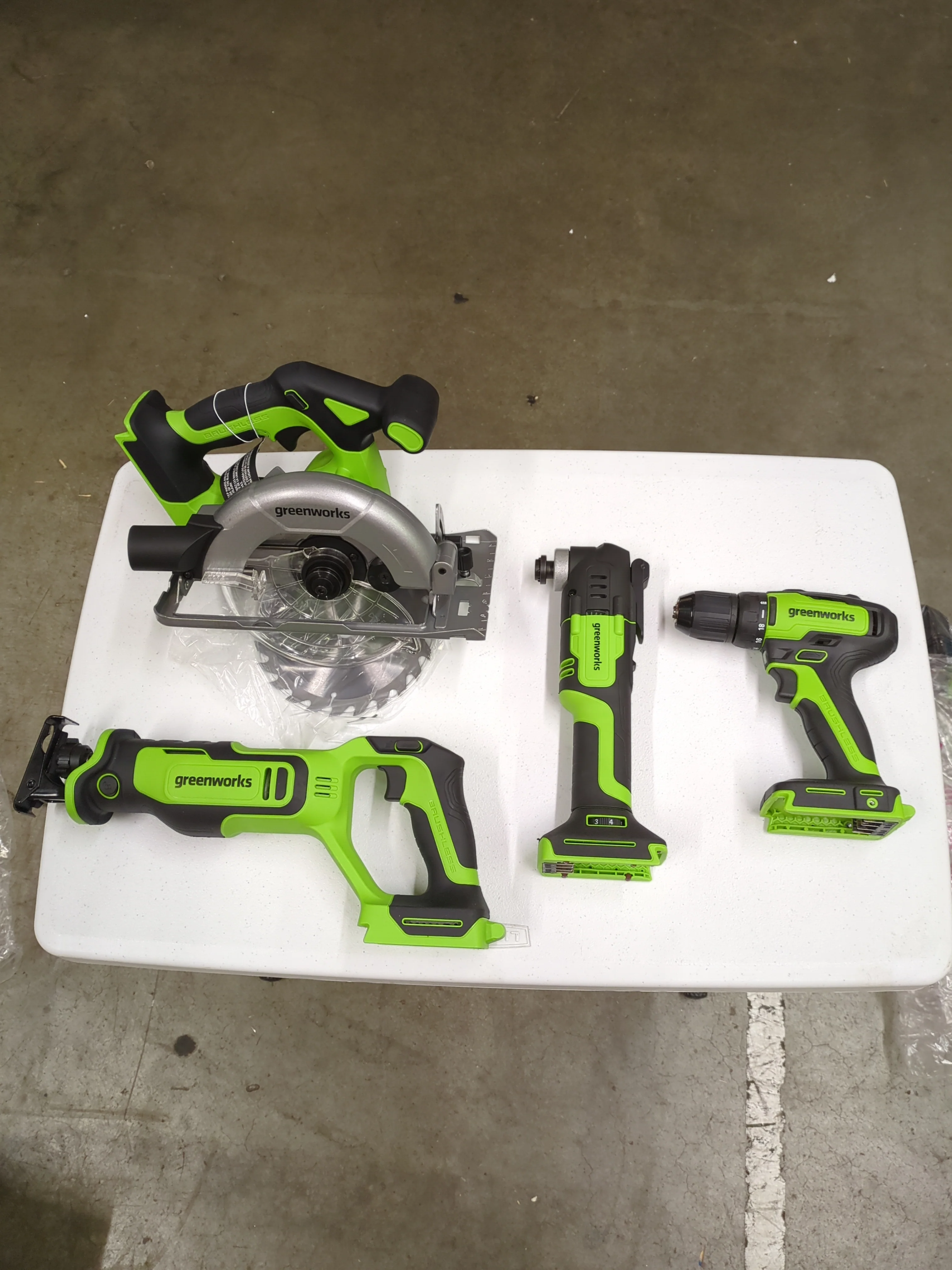 Greenworks 24V Carpentry 4 Power Tool with Two 2Ah Batteries & Charger - Retail $199