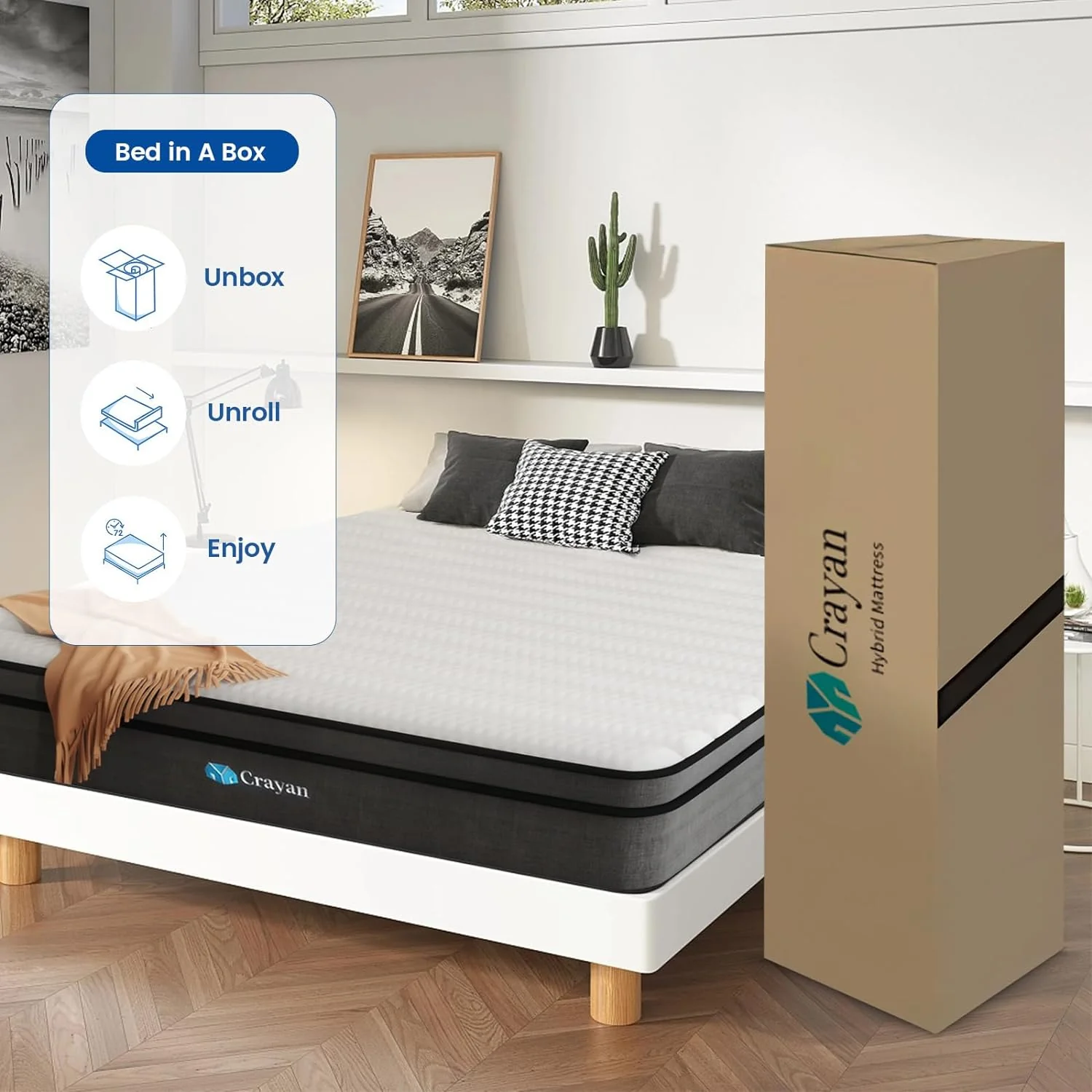 NEW - Crayan FULL Mattress, 10 Inch Hybrid Mattress with Individual Pocket Spring - Retail $175 - Image 6