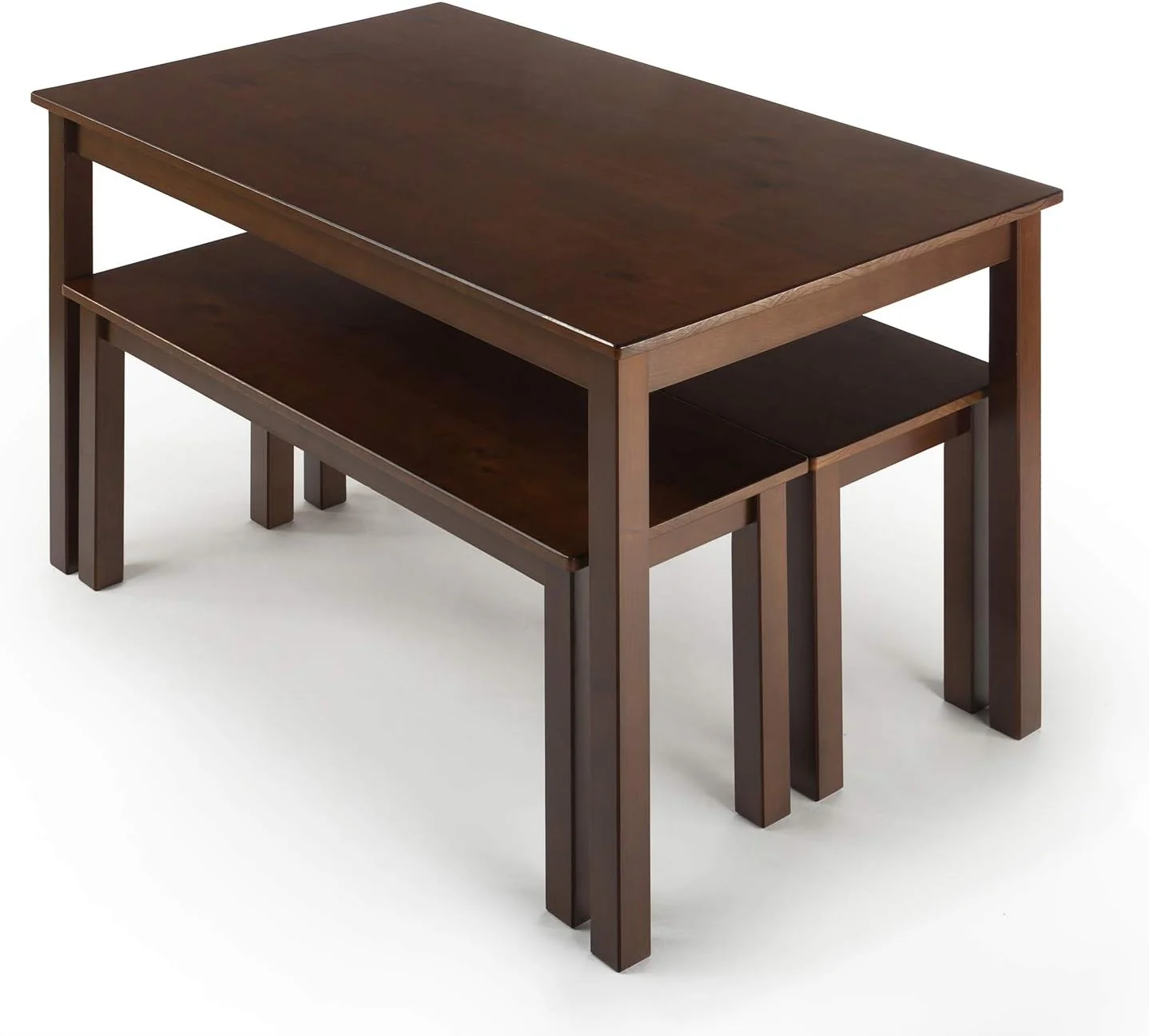 NEW - Zinus Juliet Espresso Wood Dining Table, Two Benches, Table and Bench Set - Retail $177 - Image 6