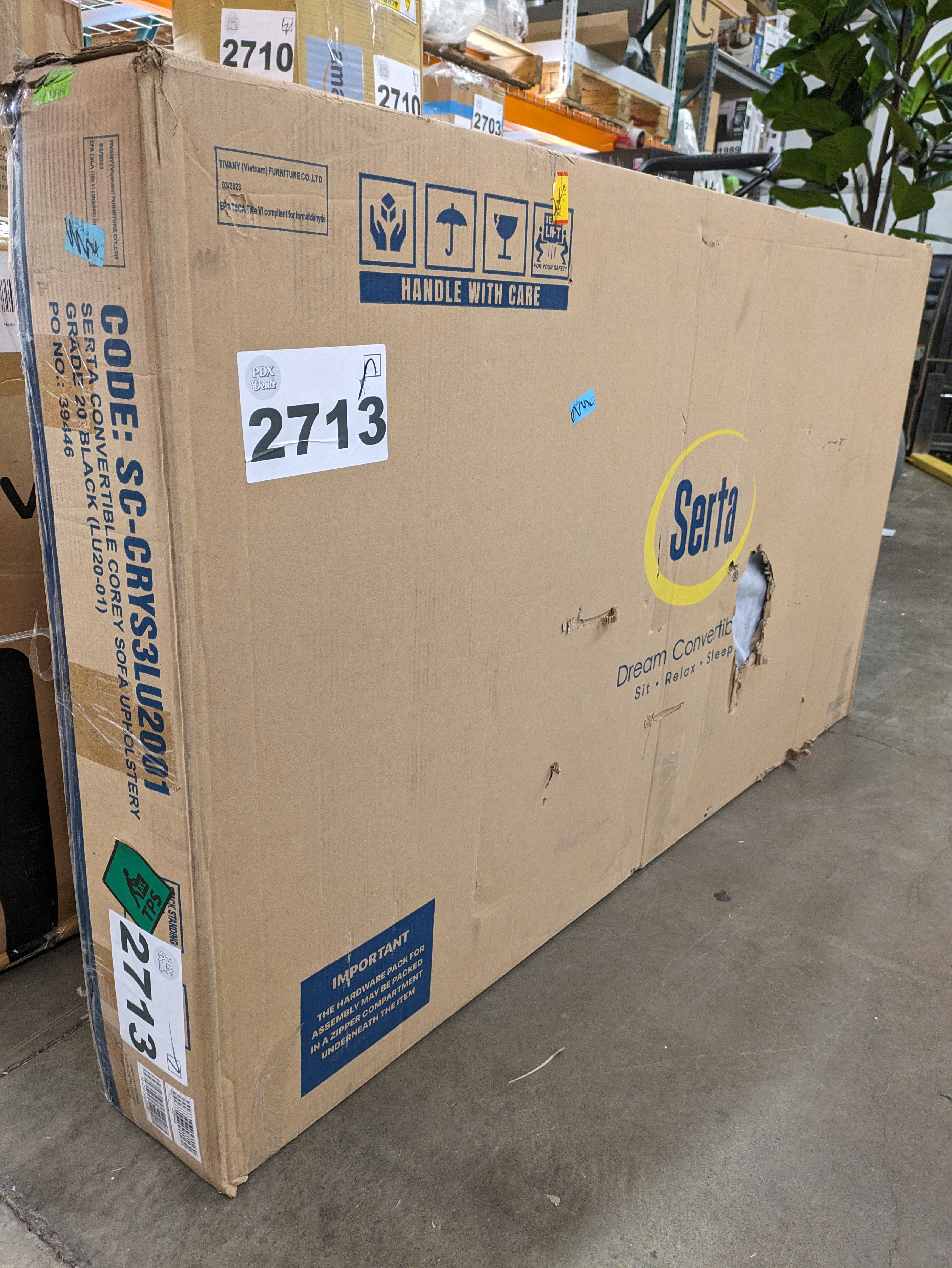 NEW in Box - Serta Rane Convertible Sofa Bed, 66.1" W x 33.1" D x 29.5" H, Black - Retail $133 - Image 3