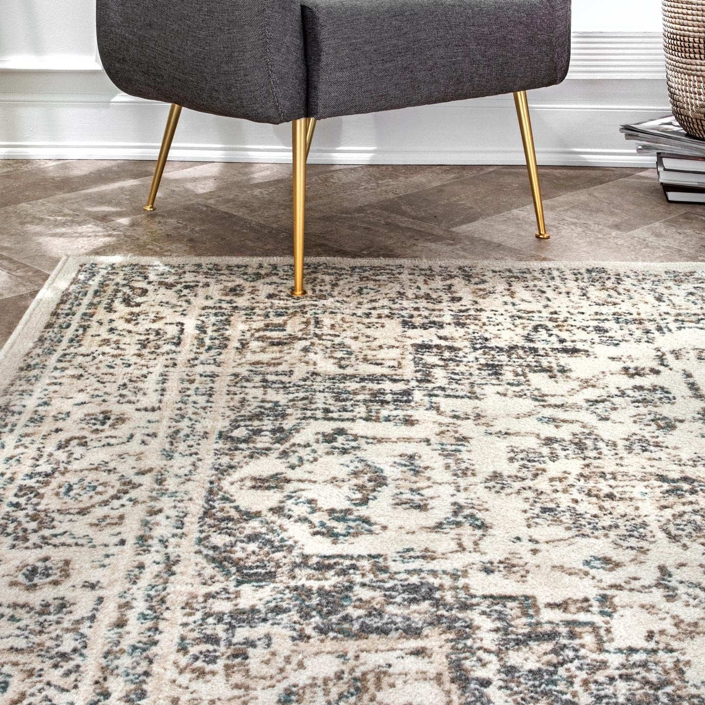 NEW - nuLOOM Tanith Vintage Medallion Area Rug, 9' x 12', Cream, Rectangular - Retail $104 - Image 5