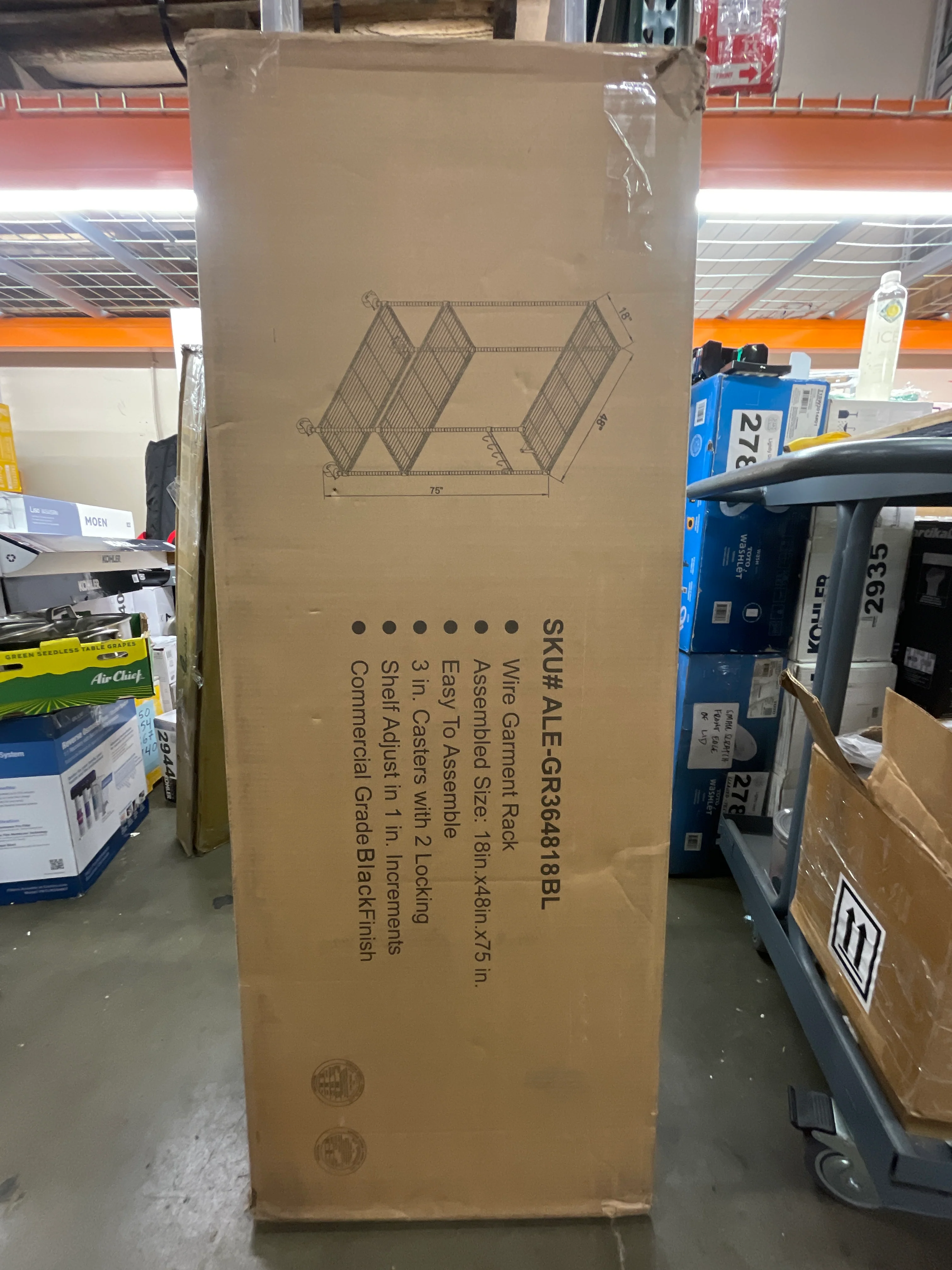 NEW - Alera Black Wire Garment Rack with Casters 48" x 18" x 75" NSF - Retail $139 - Image 4