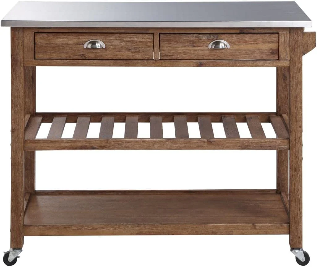 NEW - Boraam Sonoma Kitchen Cart, Barnwood Wire-Brush - Retail $245
