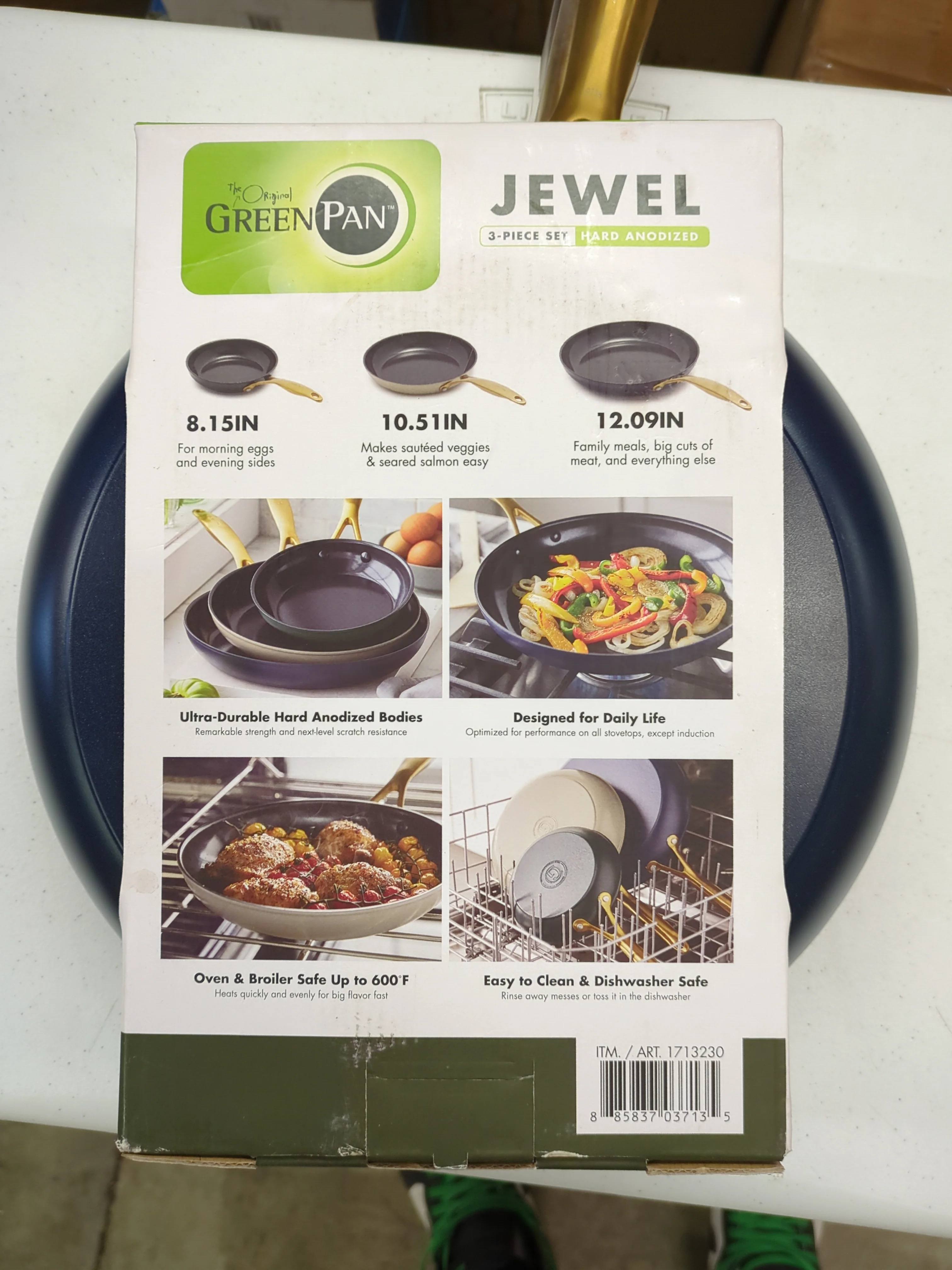 NEW - Costco - GreenPan Jewel 3-piece Ceramic Non-Stick Skillet Set - Retail $64 - Image 3