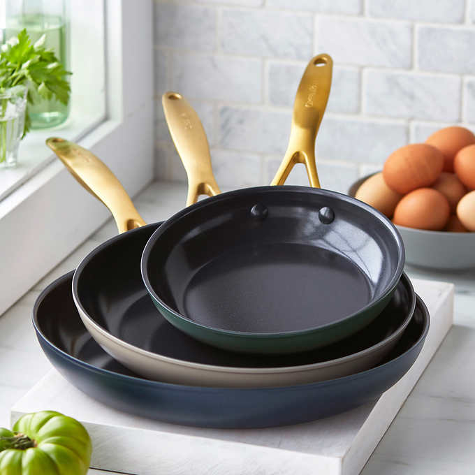 NEW - Costco - GreenPan Jewel 3-piece Ceramic Non-Stick Skillet Set - Retail $64 - Image 5