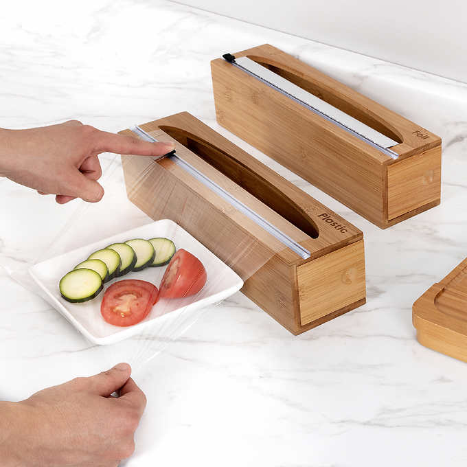 Seville Classics Bamboo Food Wrap Dispenser 2-piece Set - Retail $19 - Image 3